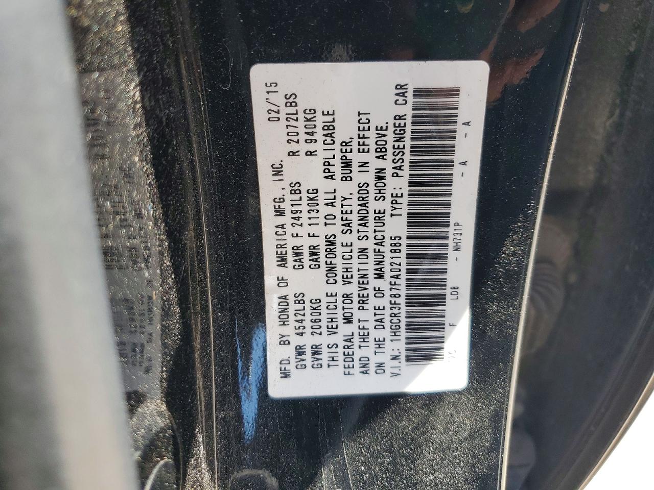 2015 Honda Accord Exl Black vin: 1HGCR3F87FA021885