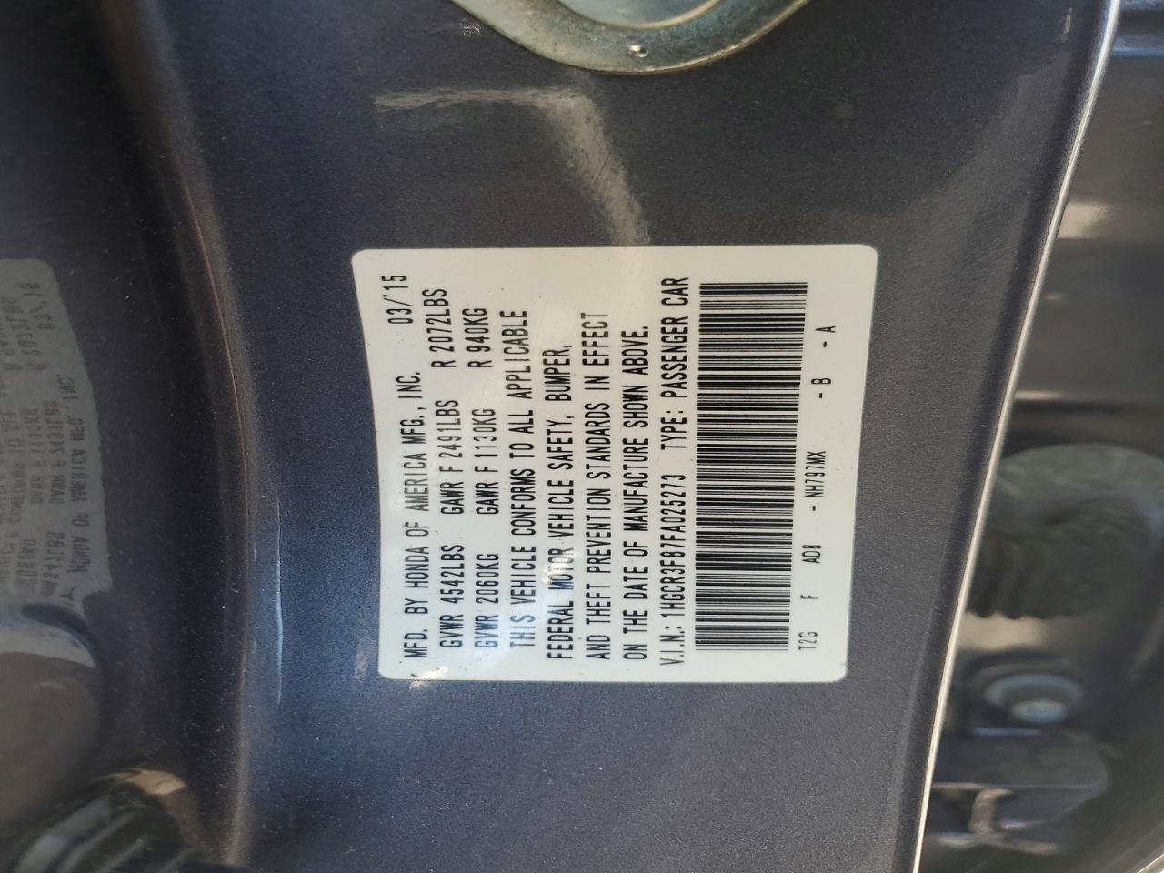 2015 Honda Accord Exl Gray vin: 1HGCR3F87FA025273