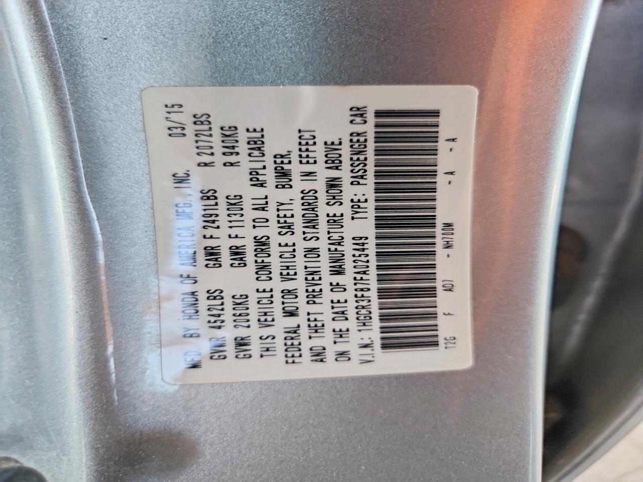 2015 Honda Accord Exl Серебряный vin: 1HGCR3F87FA025449