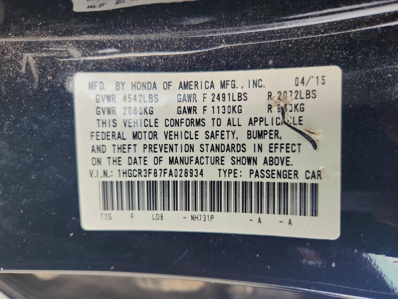 2015 Honda Accord Exl Black vin: 1HGCR3F87FA028934