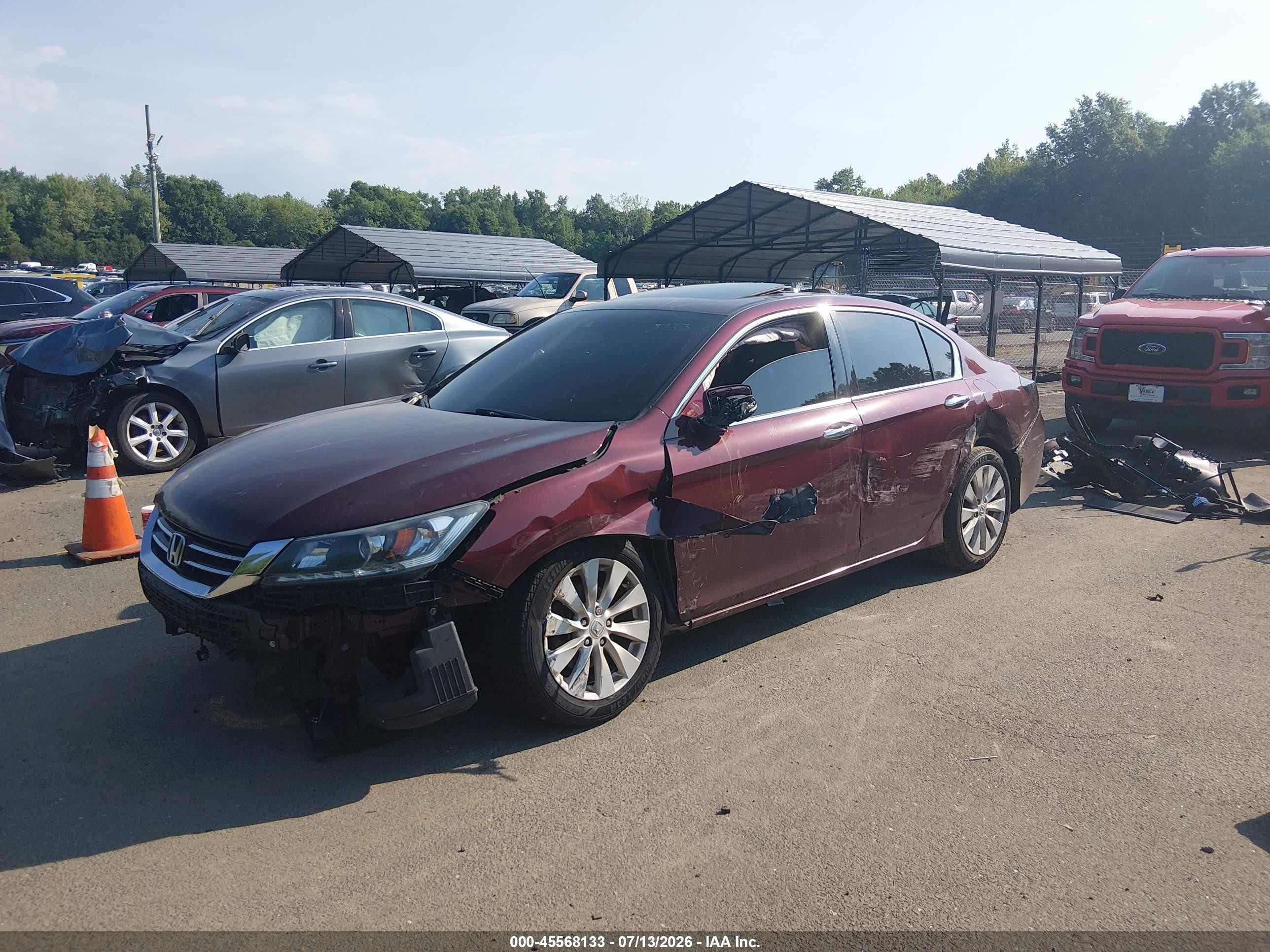 2015 Honda Accord Ex-l V-6 Burgundy vin: 1HGCR3F87FA031994
