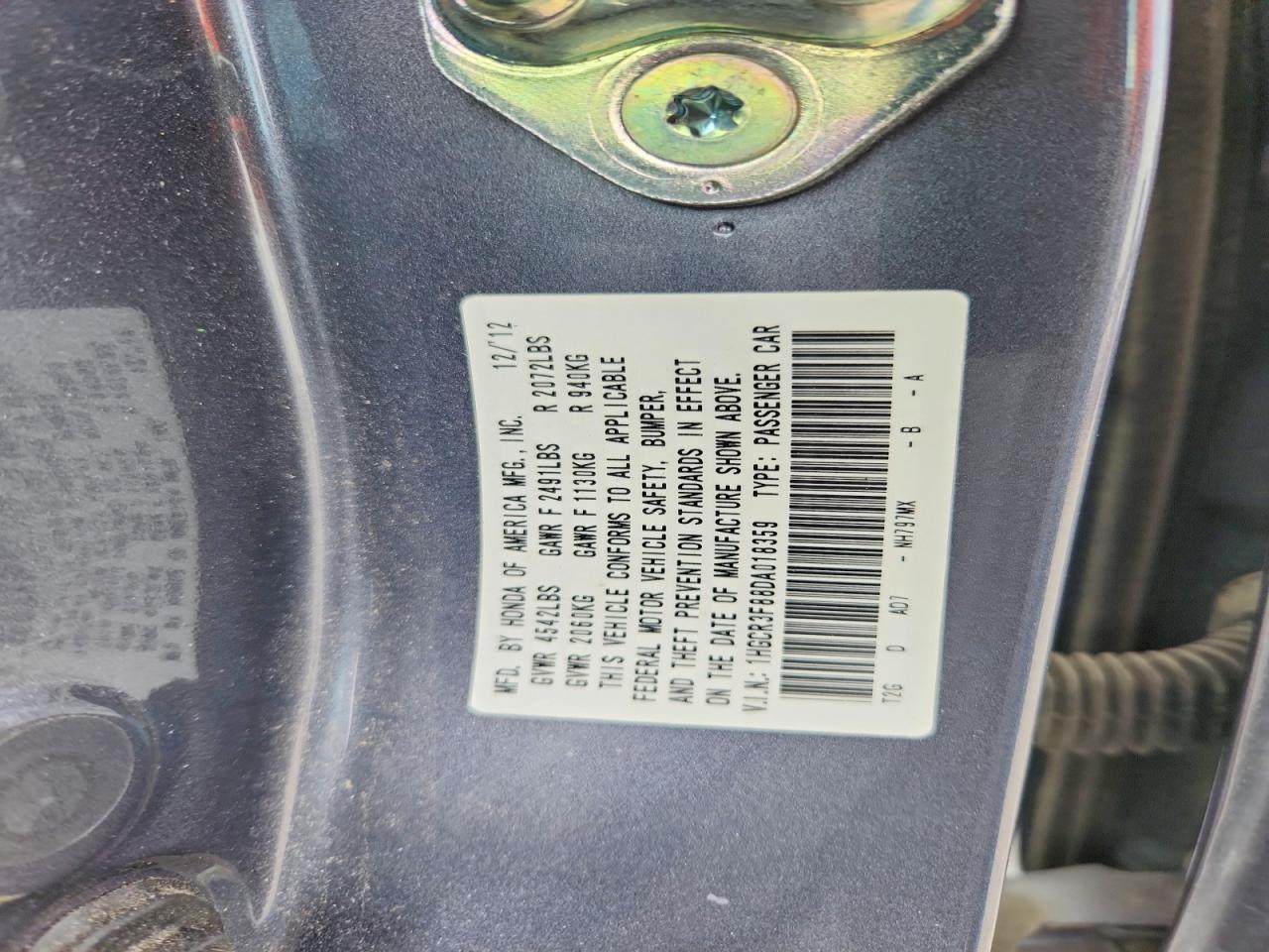 2013 Honda Accord Exl Gray vin: 1HGCR3F88DA018359