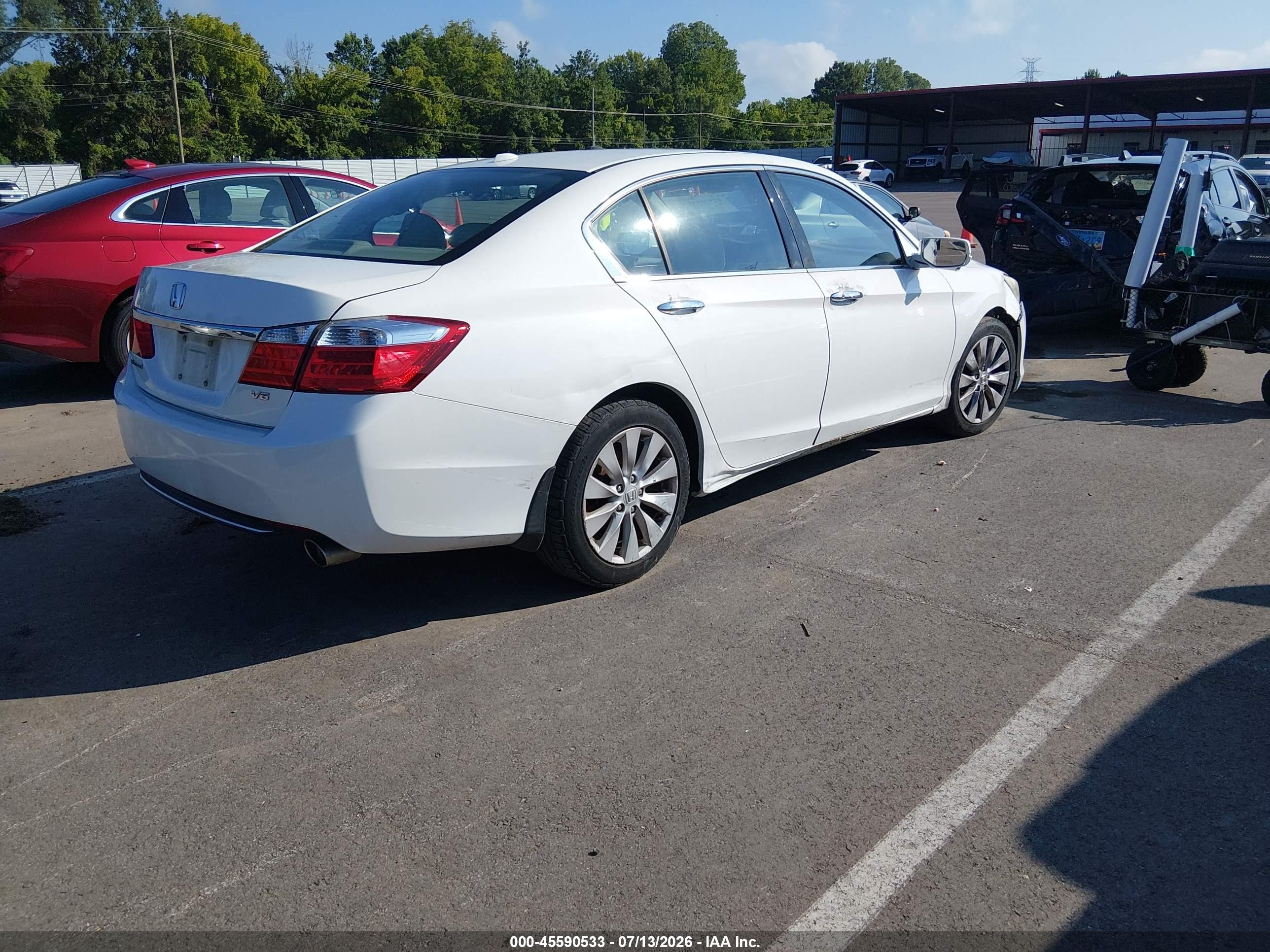 2013 Honda Accord Ex-l V-6 White vin: 1HGCR3F88DA040426