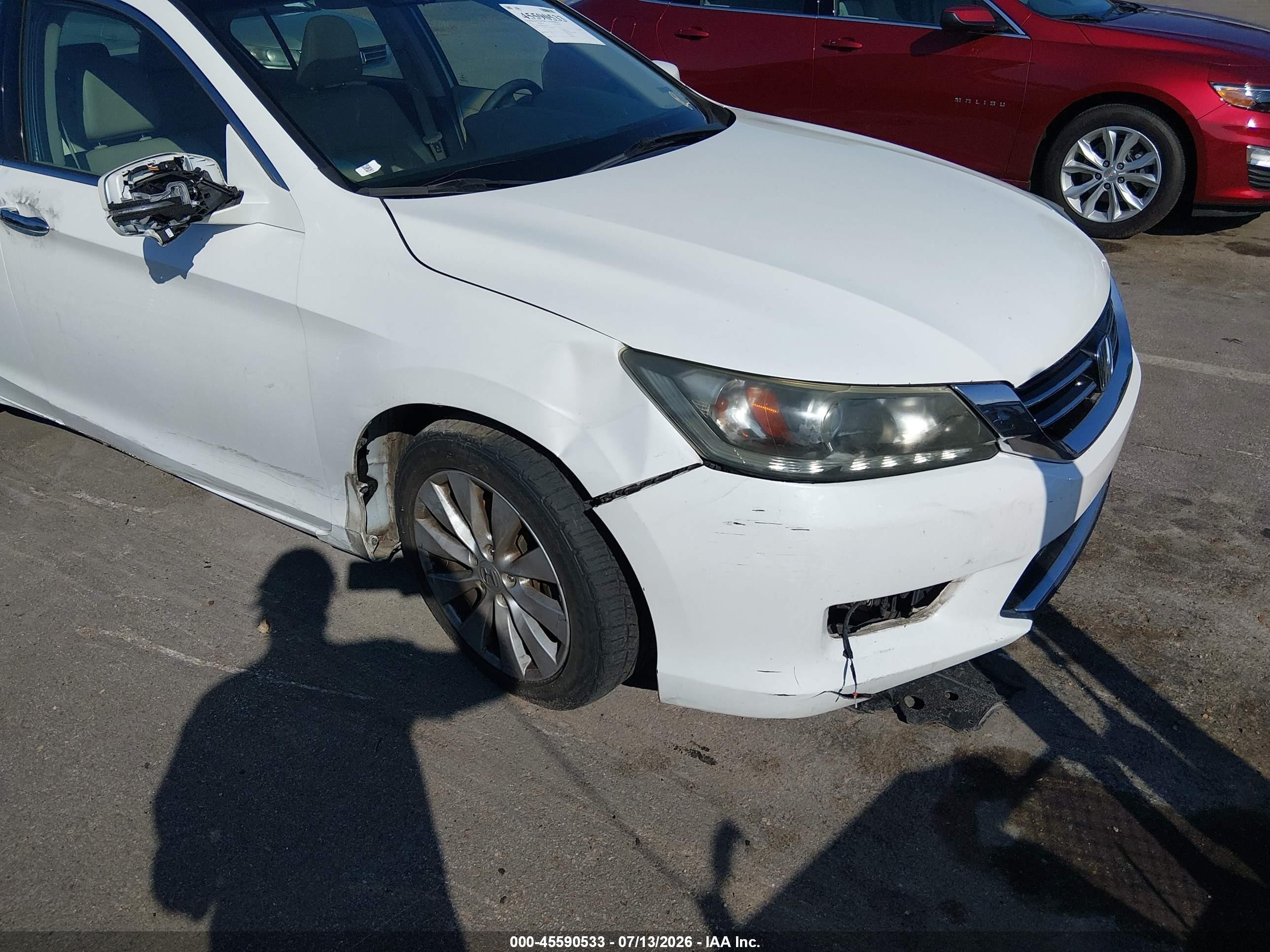 2013 Honda Accord Ex-l V-6 White vin: 1HGCR3F88DA040426