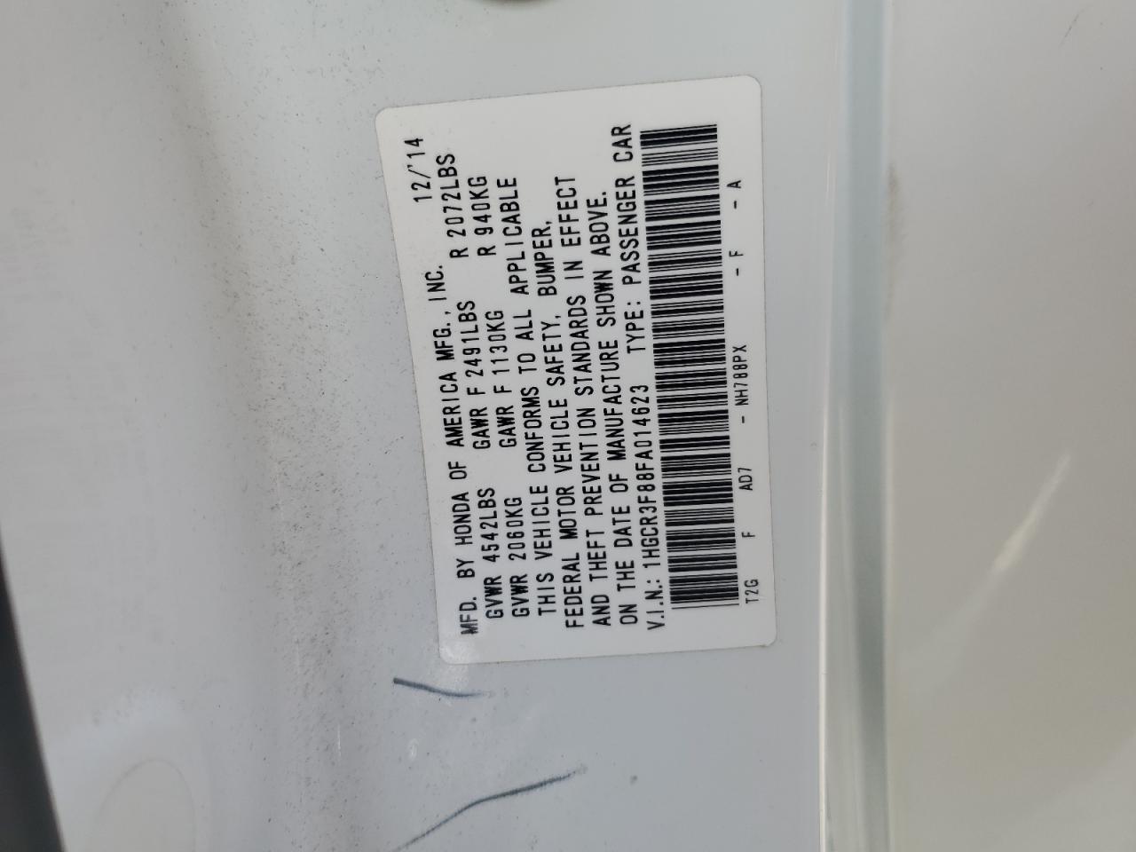 2015 Honda Accord Exl White vin: 1HGCR3F88FA014623