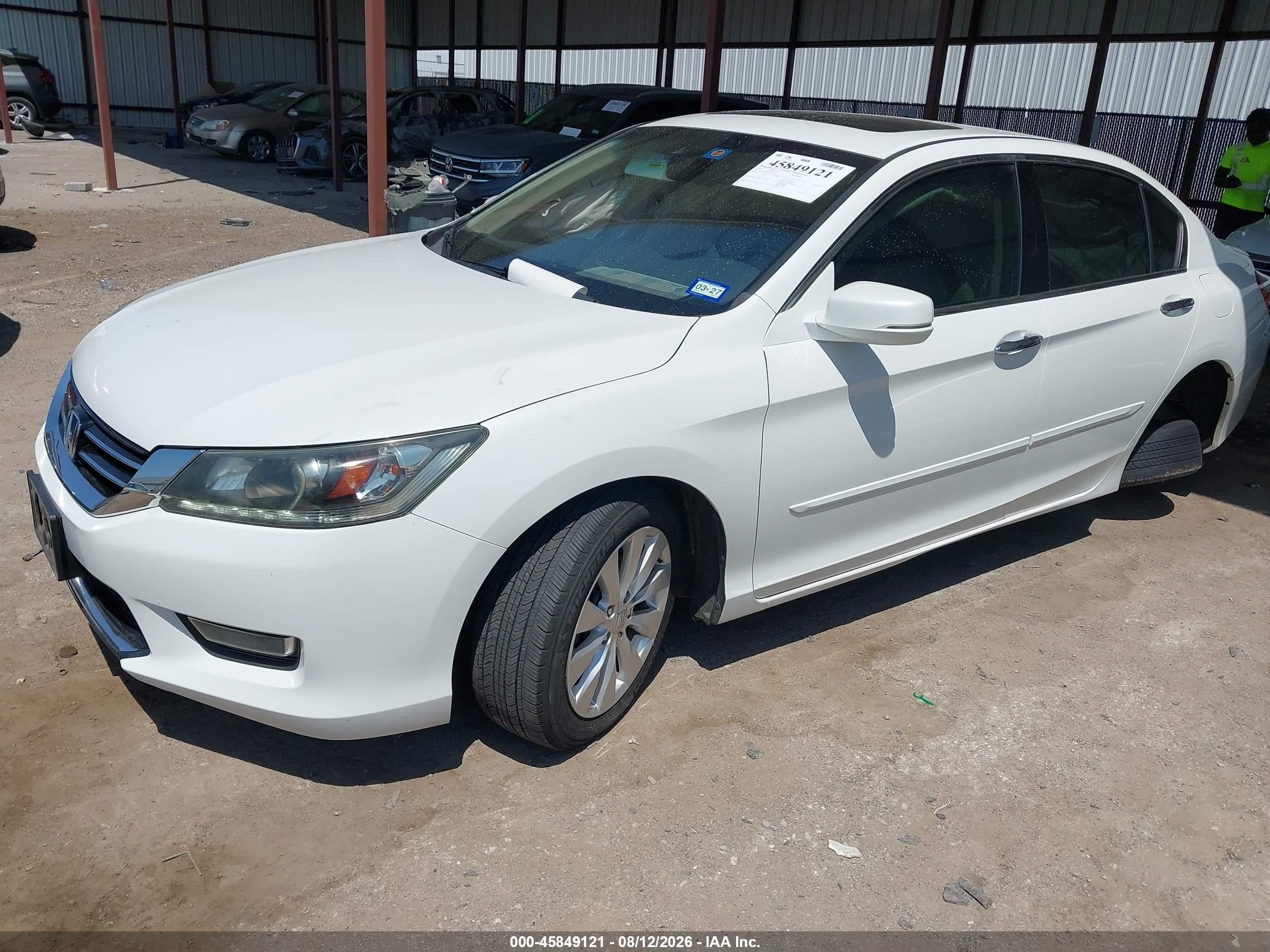 2013 Honda Accord Ex-l V-6 White vin: 1HGCR3F89DA001117