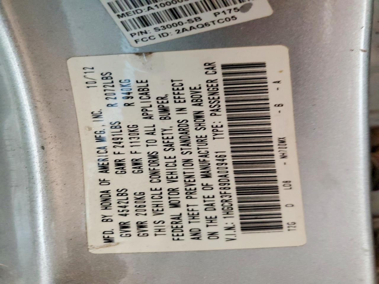 2013 Honda Accord Exl Серебряный vin: 1HGCR3F89DA009461