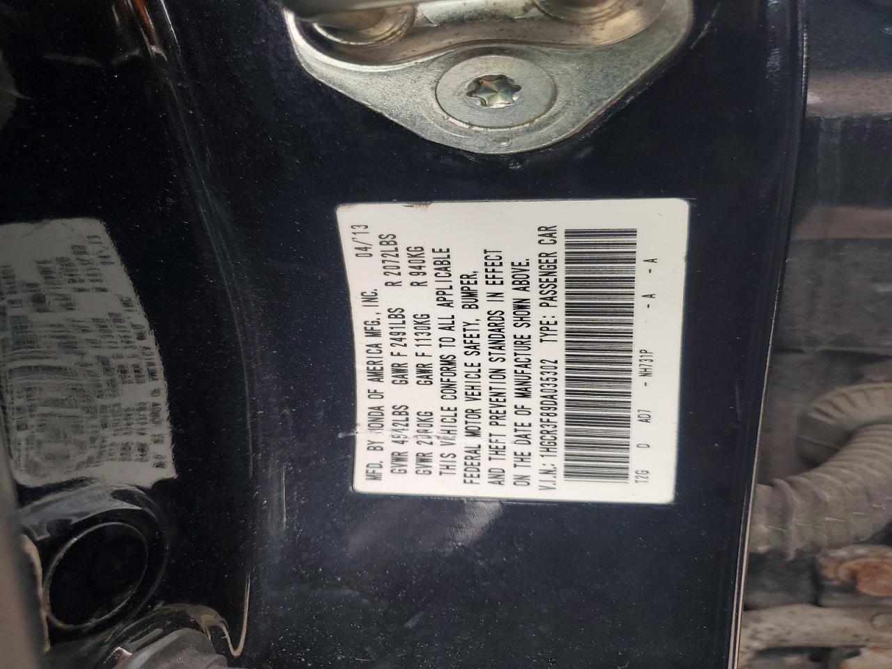 2013 Honda Accord Exl Black vin: 1HGCR3F89DA035302