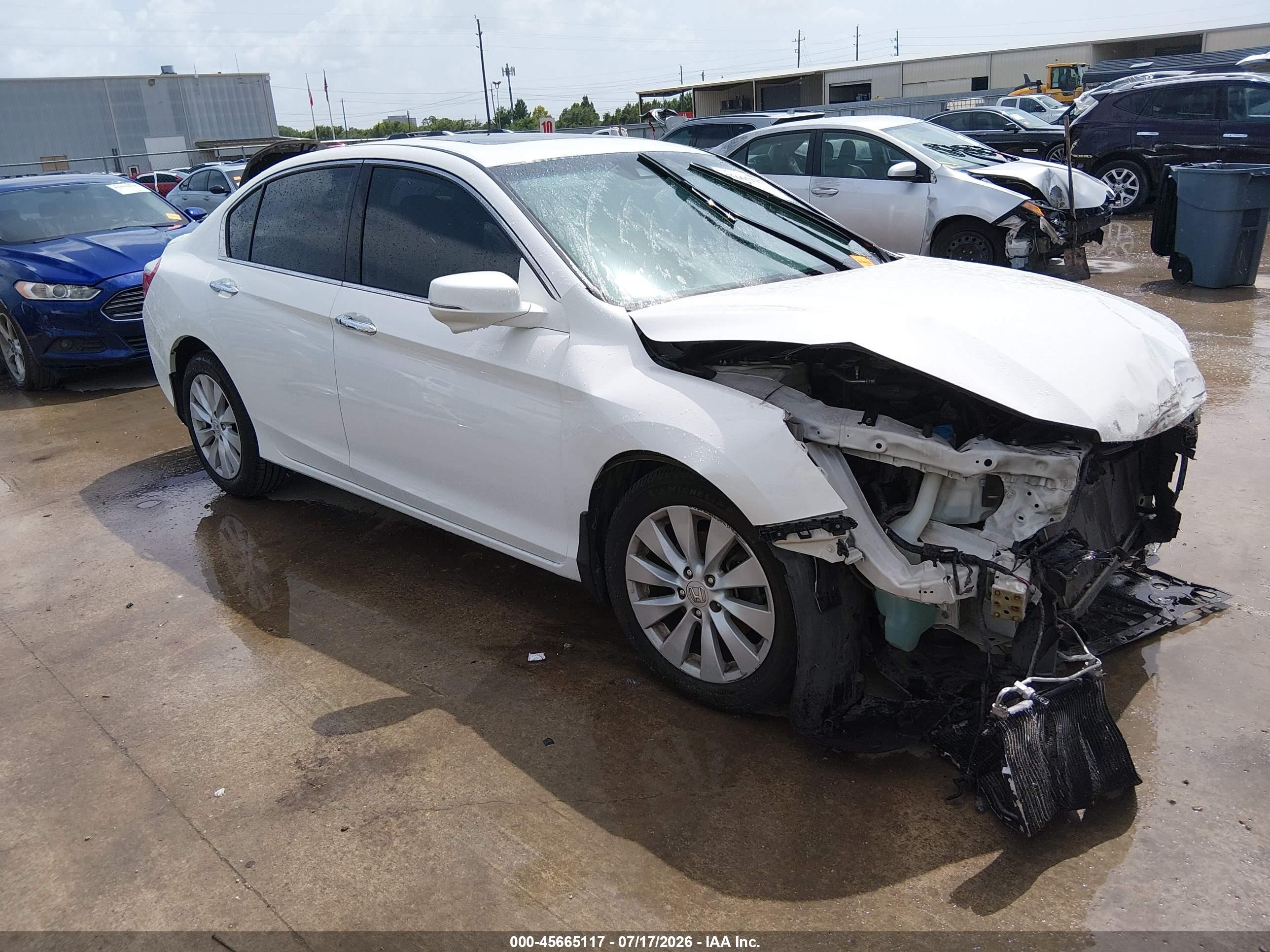 2014 Honda Accord Ex-l V-6 White vin: 1HGCR3F89EA028920