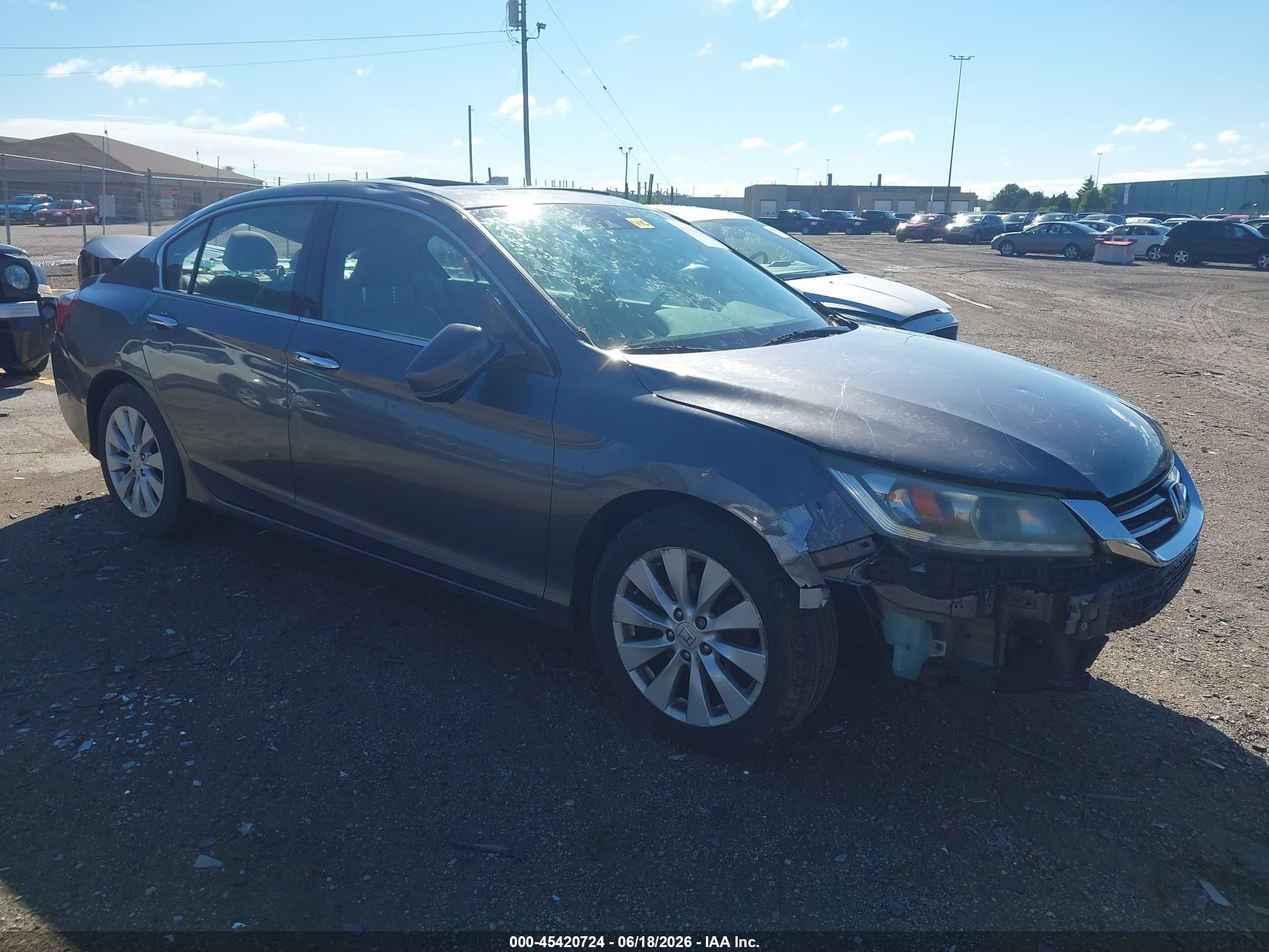 2015 Honda Accord Ex-l V-6 Gray vin: 1HGCR3F89FA034296