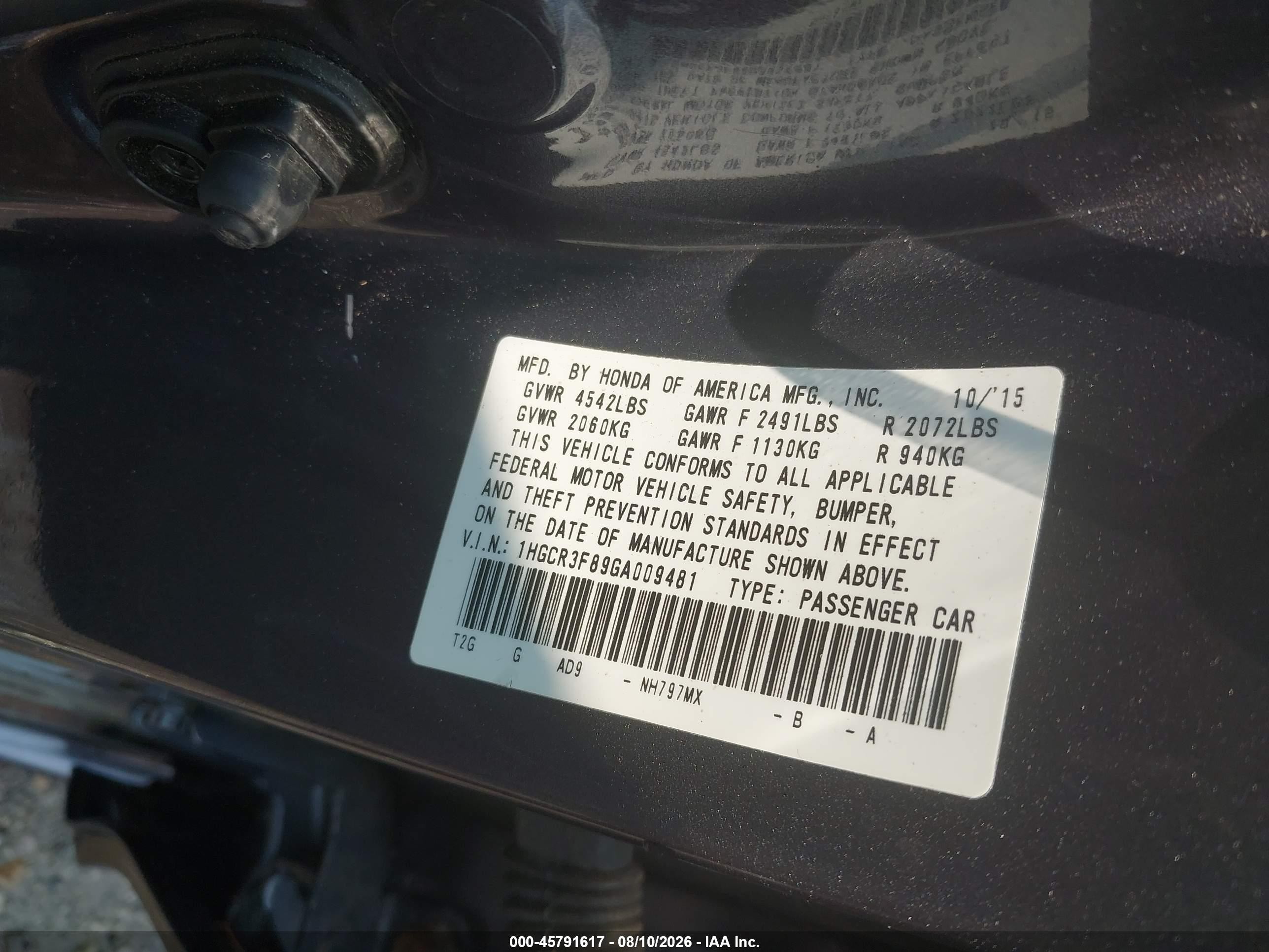 2016 Honda Accord Ex-l V-6 Gray vin: 1HGCR3F89GA009481