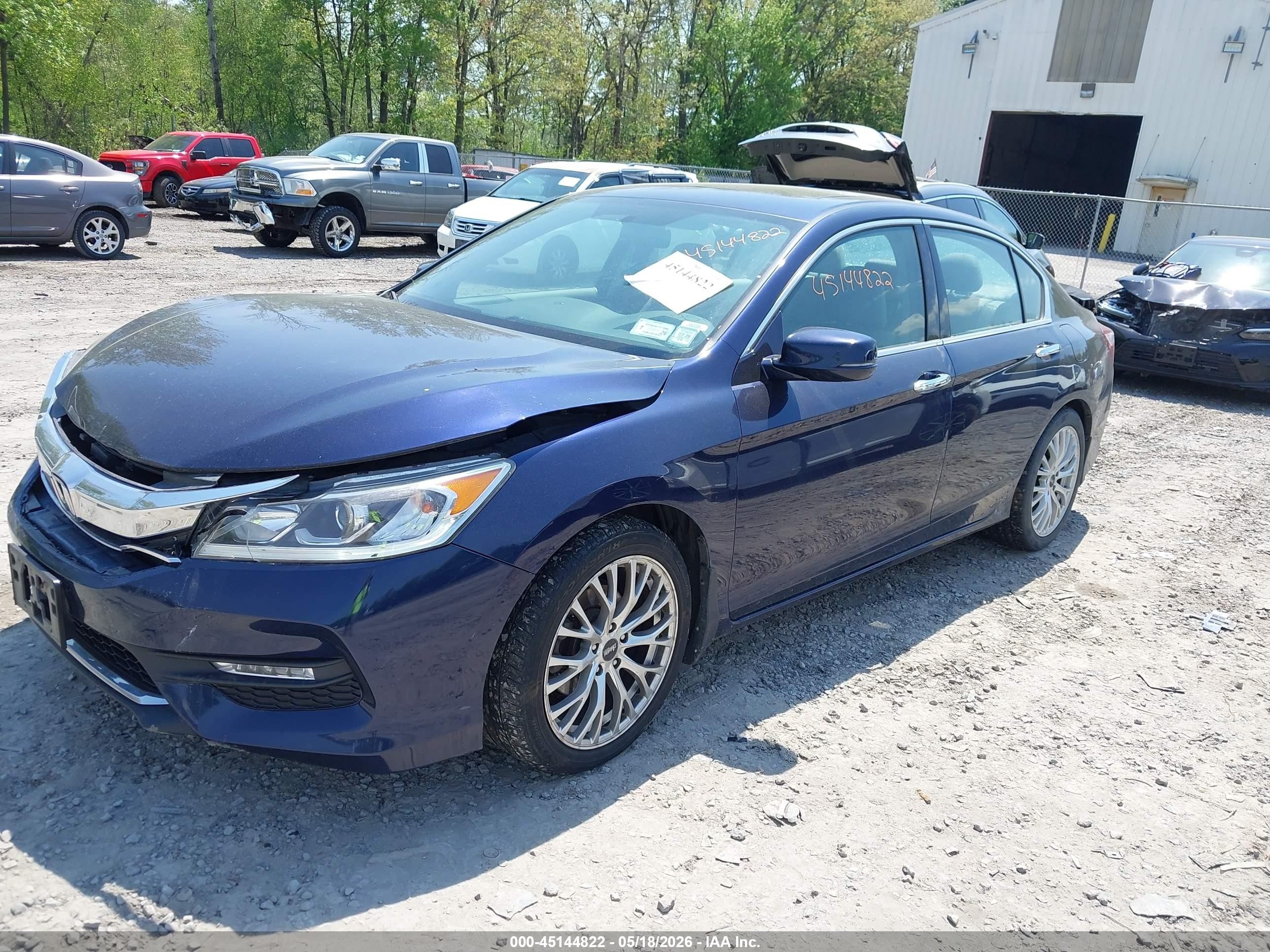 2016 Honda Accord Ex-l V-6 Blue vin: 1HGCR3F89GA019587