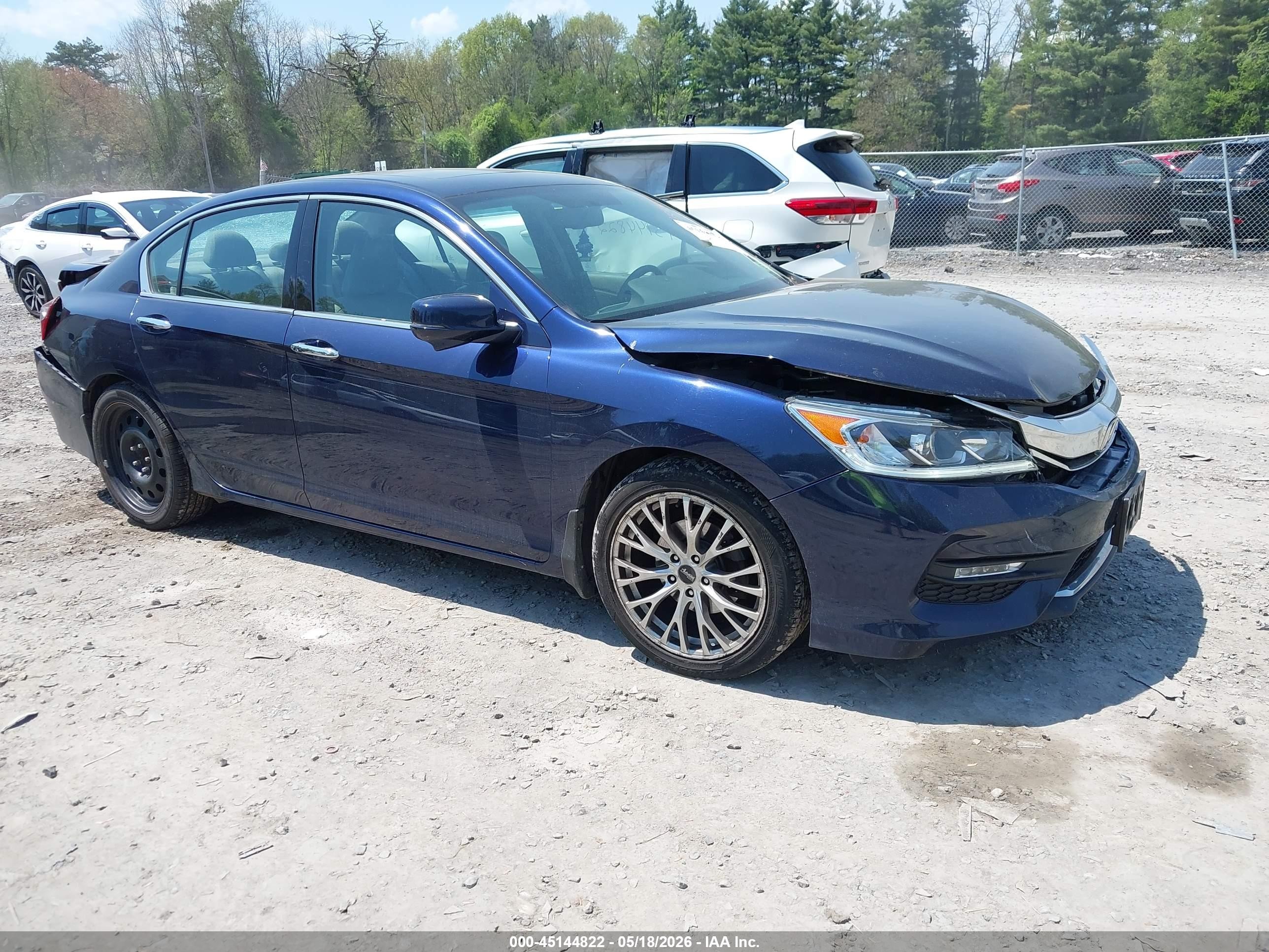 2016 Honda Accord Ex-l V-6 Blue vin: 1HGCR3F89GA019587