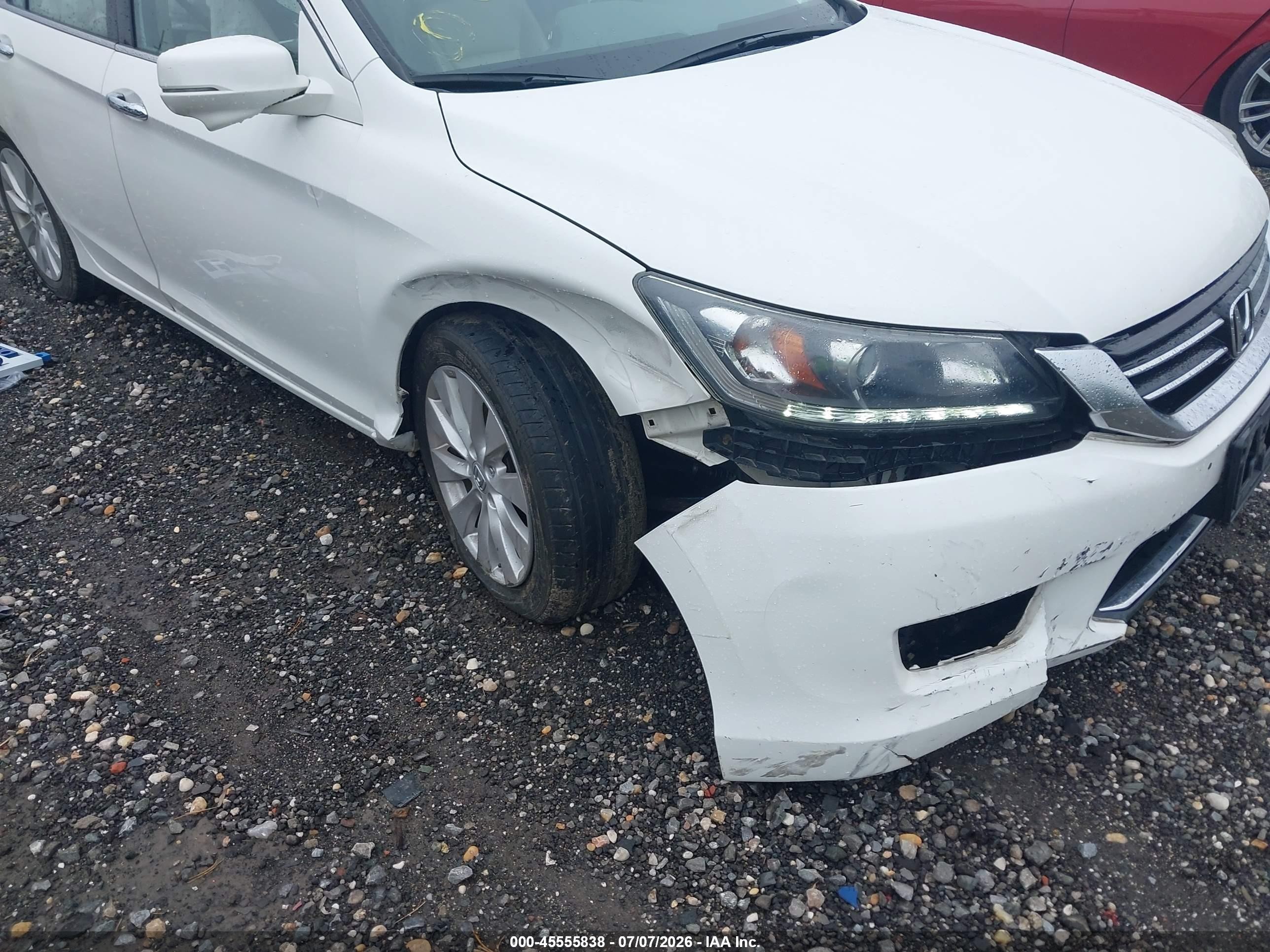 2013 Honda Accord Ex-l V-6 White vin: 1HGCR3F8XDA014703