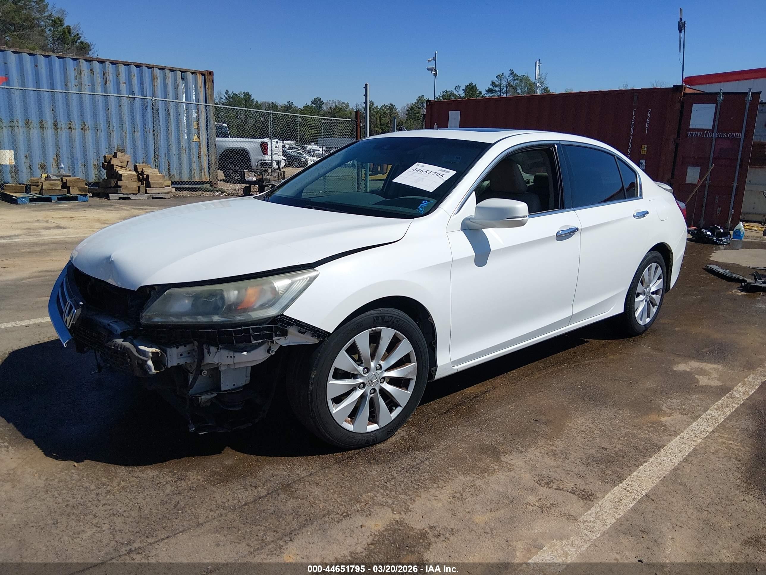2013 Honda Accord Ex-l V-6 White vin: 1HGCR3F8XDA025460