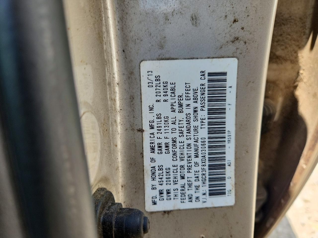 2013 Honda Accord Exl Gold vin: 1HGCR3F8XDA030660