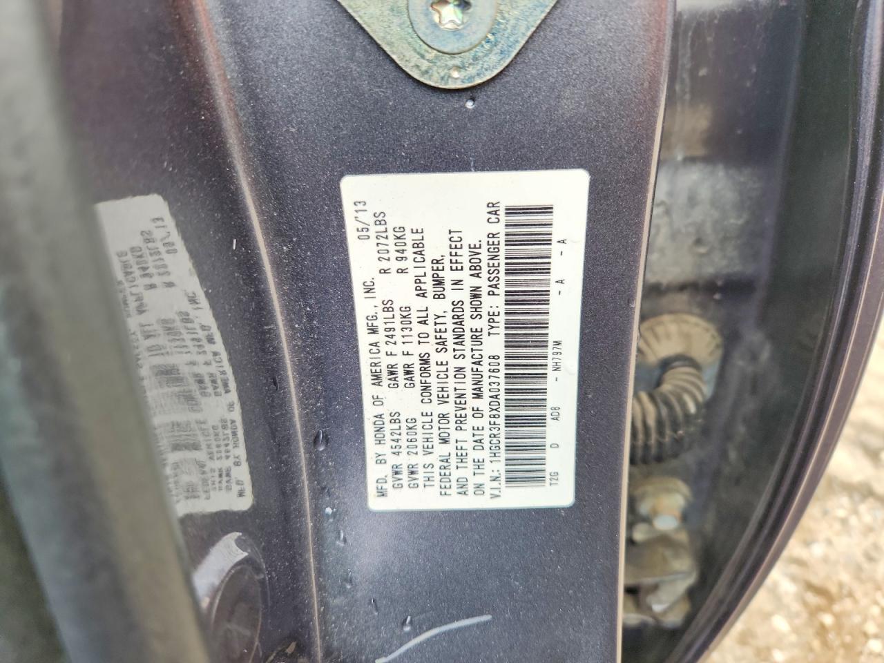 2013 Honda Accord Exl Gray vin: 1HGCR3F8XDA037608
