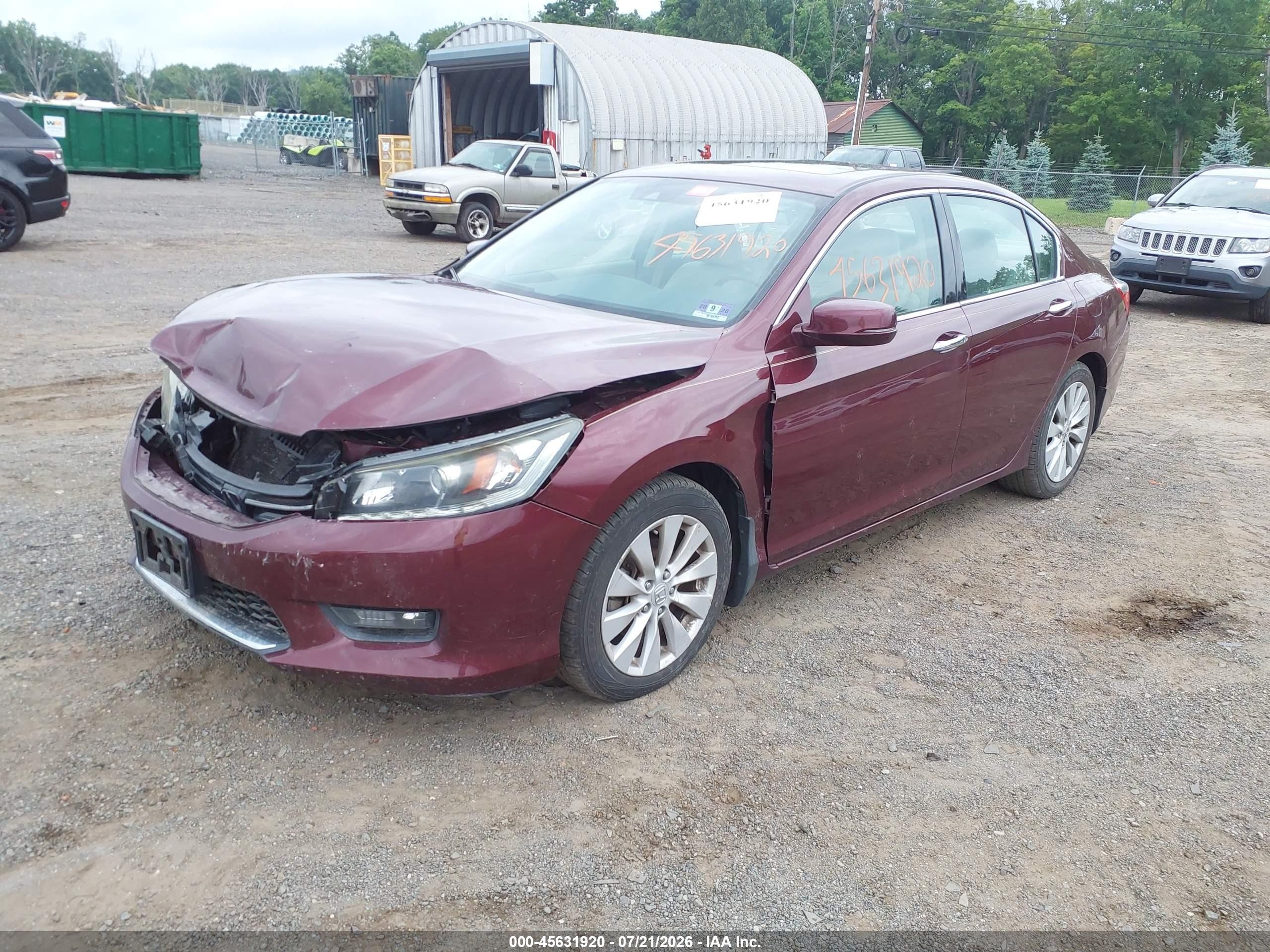 2015 Honda Accord Ex-l V-6 Burgundy vin: 1HGCR3F8XFA020729