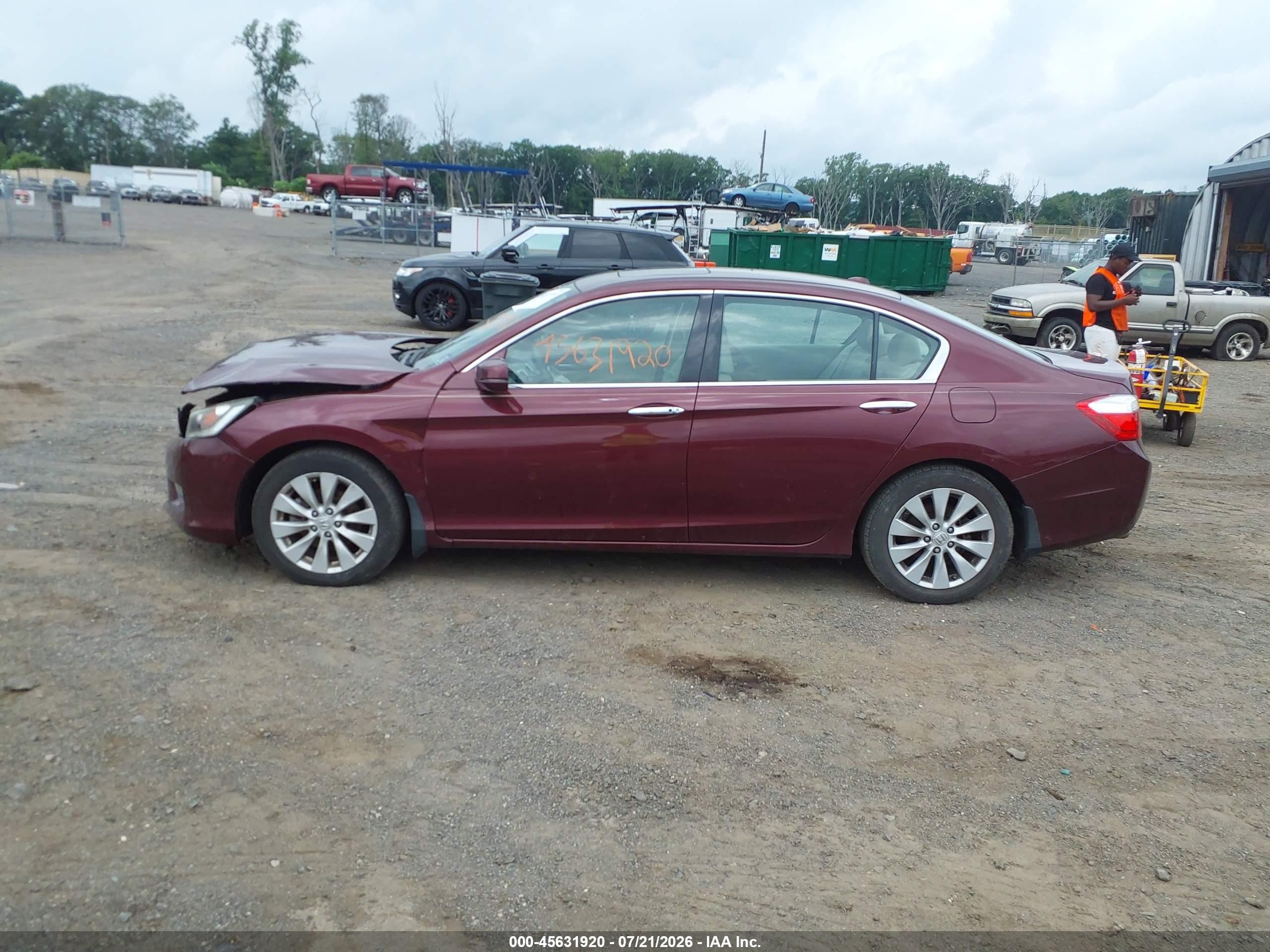 2015 Honda Accord Ex-l V-6 Burgundy vin: 1HGCR3F8XFA020729