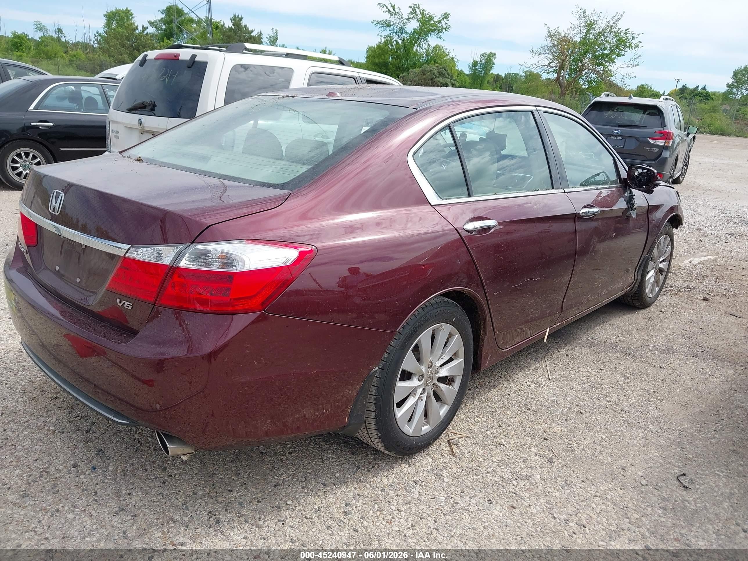 2015 Honda Accord Ex-l V-6 Red vin: 1HGCR3F8XFA036624