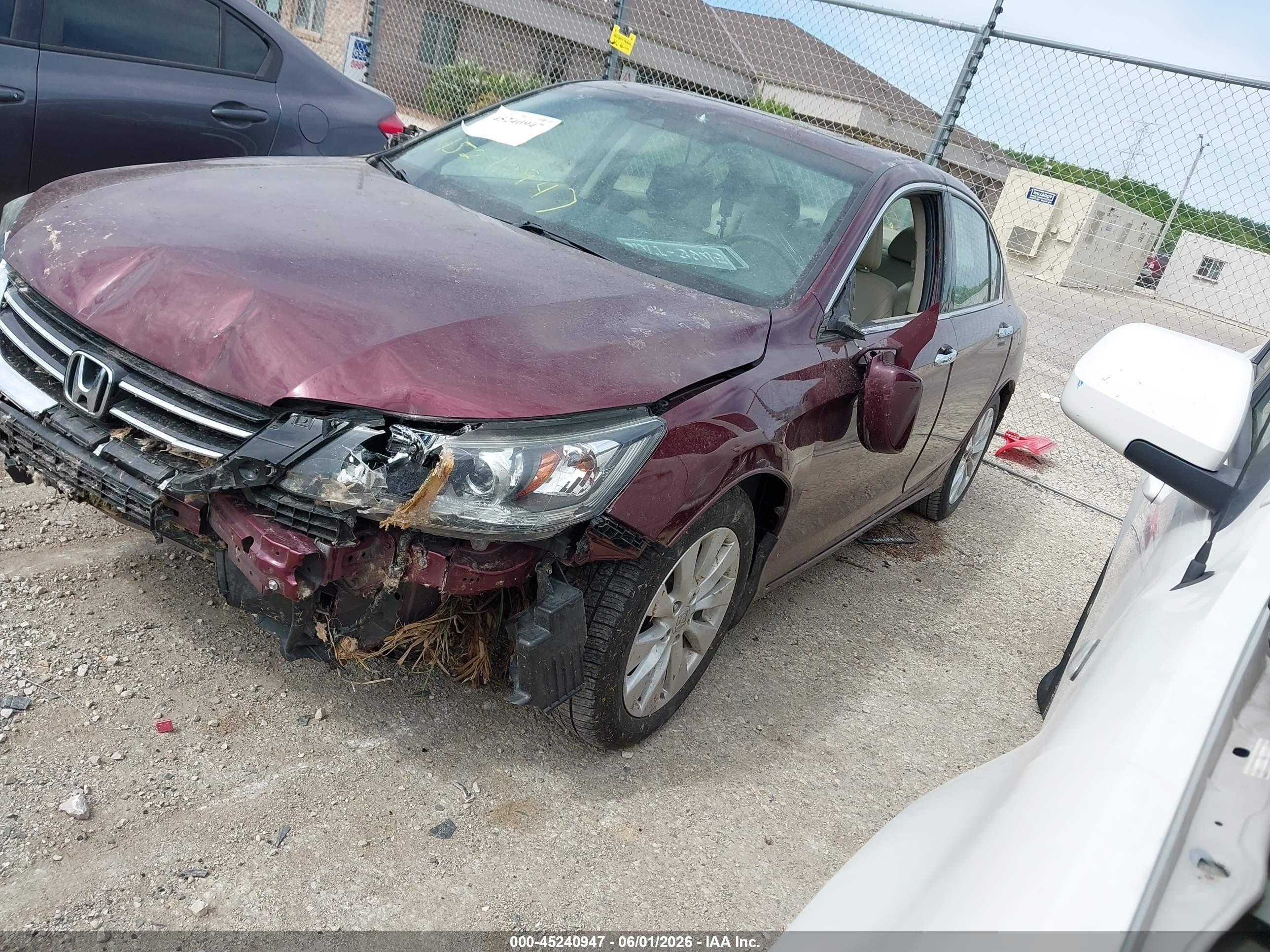 2015 Honda Accord Ex-l V-6 Red vin: 1HGCR3F8XFA036624