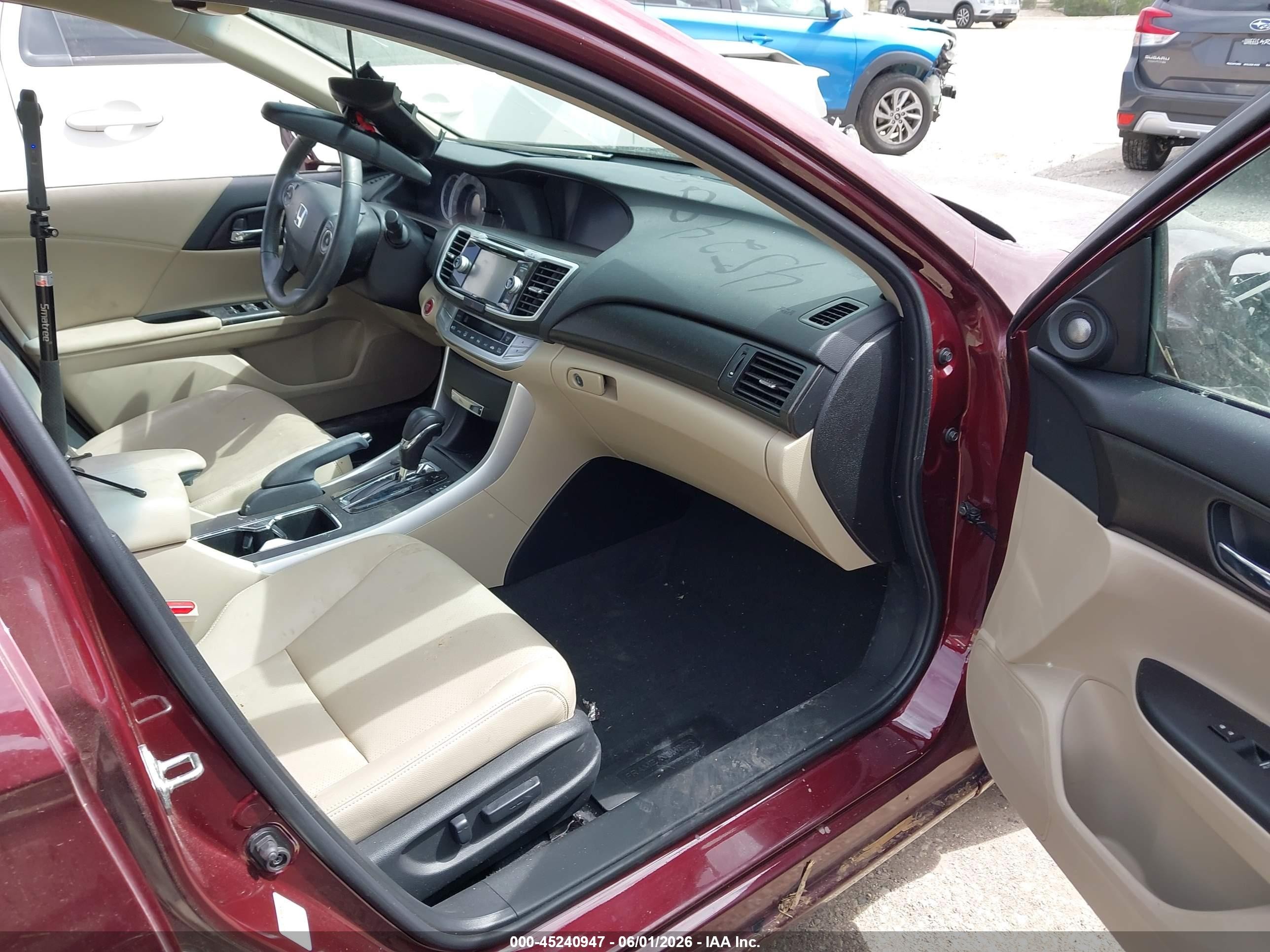 2015 Honda Accord Ex-l V-6 Red vin: 1HGCR3F8XFA036624