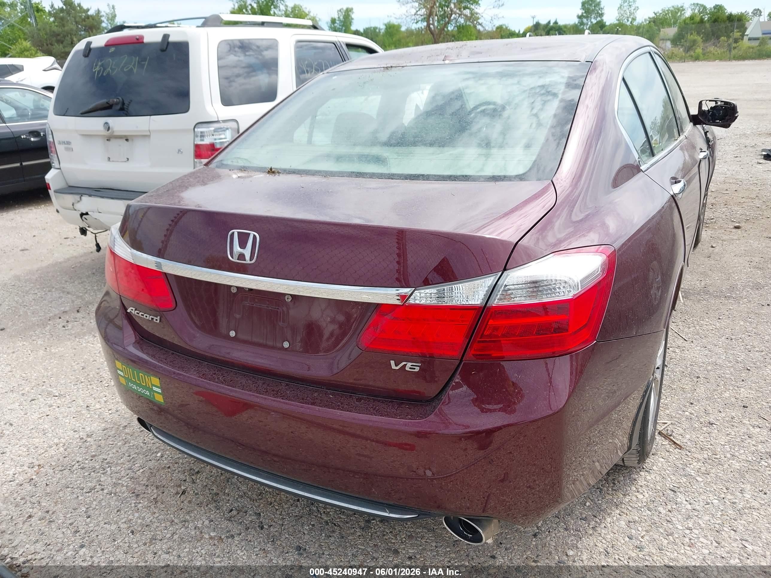 2015 Honda Accord Ex-l V-6 Red vin: 1HGCR3F8XFA036624