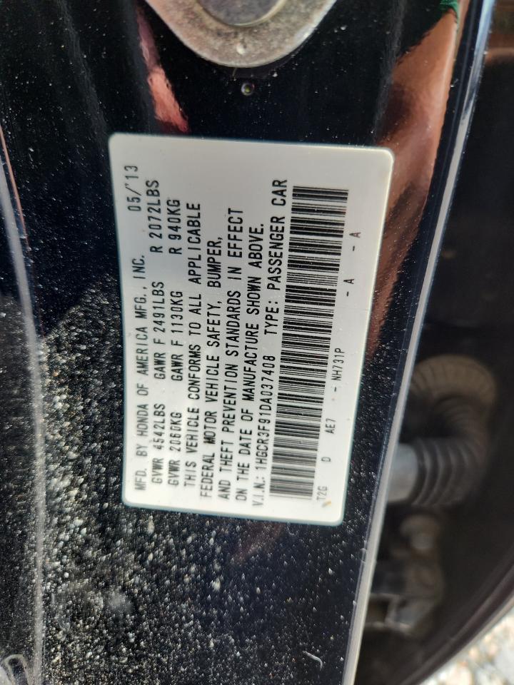2013 Honda Accord Touring Black vin: 1HGCR3F91DA037408