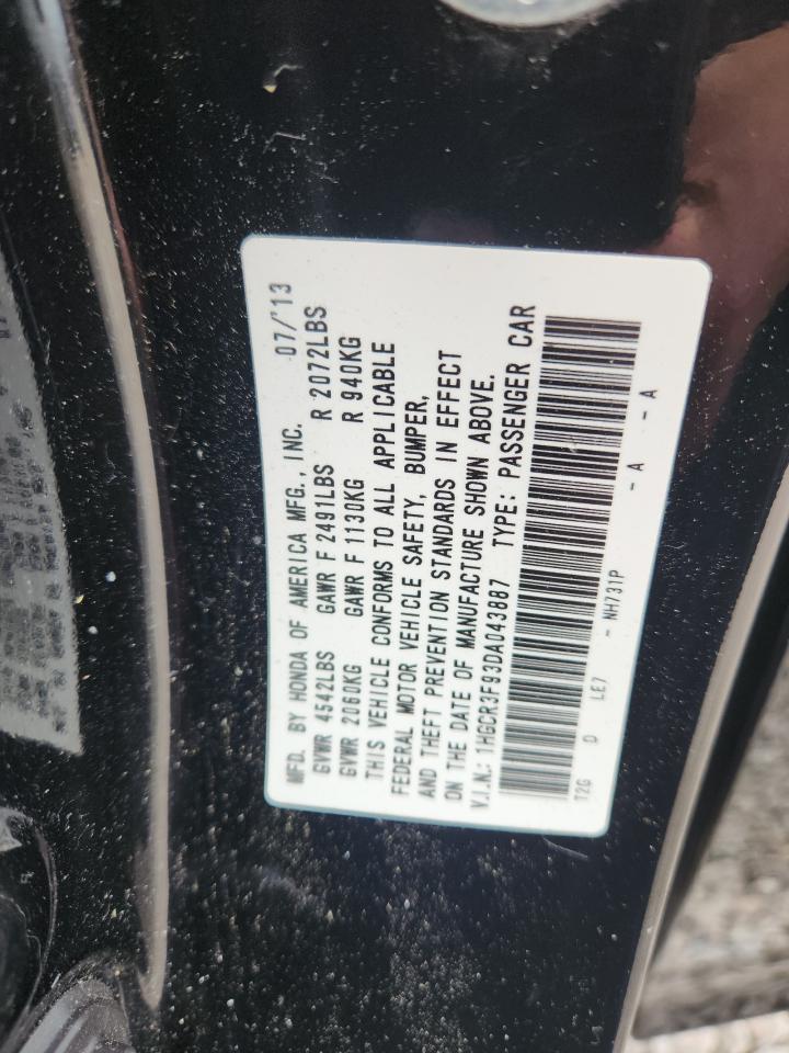 2013 Honda Accord Touring Black vin: 1HGCR3F93DA043887