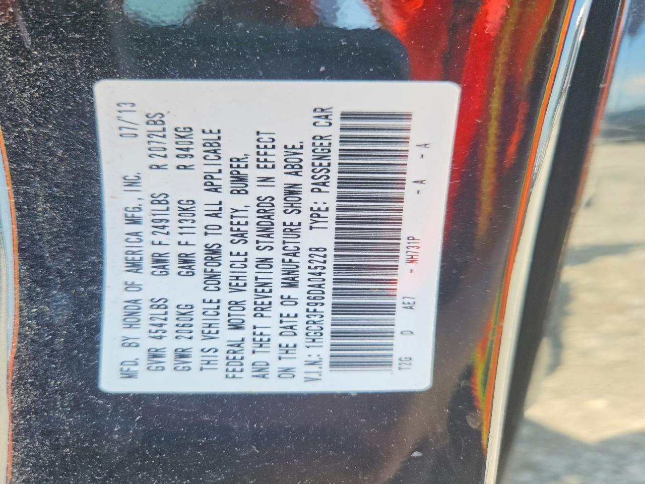 2013 Honda Accord Touring Black vin: 1HGCR3F96DA045228