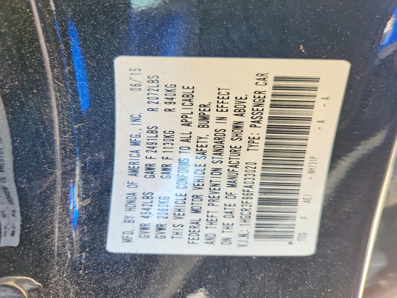 2015 Honda Accord Touring Two Tone vin: 1HGCR3F96FA033020