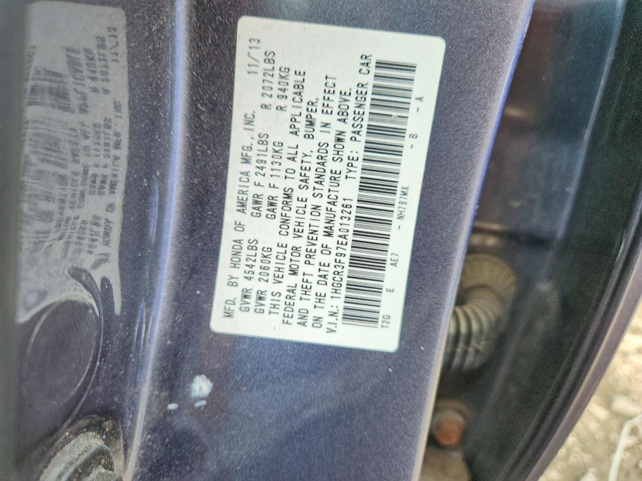 2014 Honda Accord Touring Серый vin: 1HGCR3F97EA013261