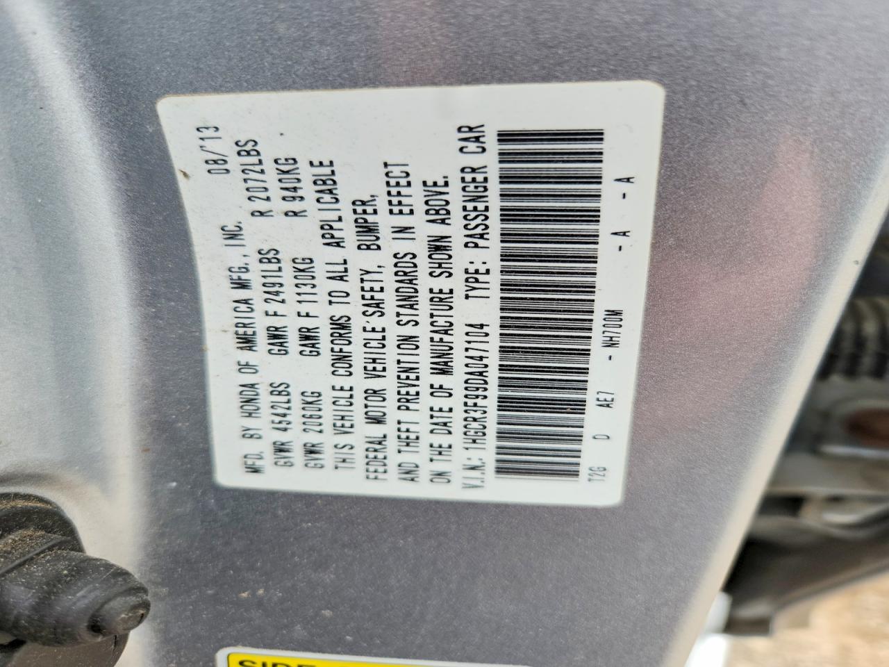 2013 Honda Accord Touring Silver vin: 1HGCR3F99DA047104