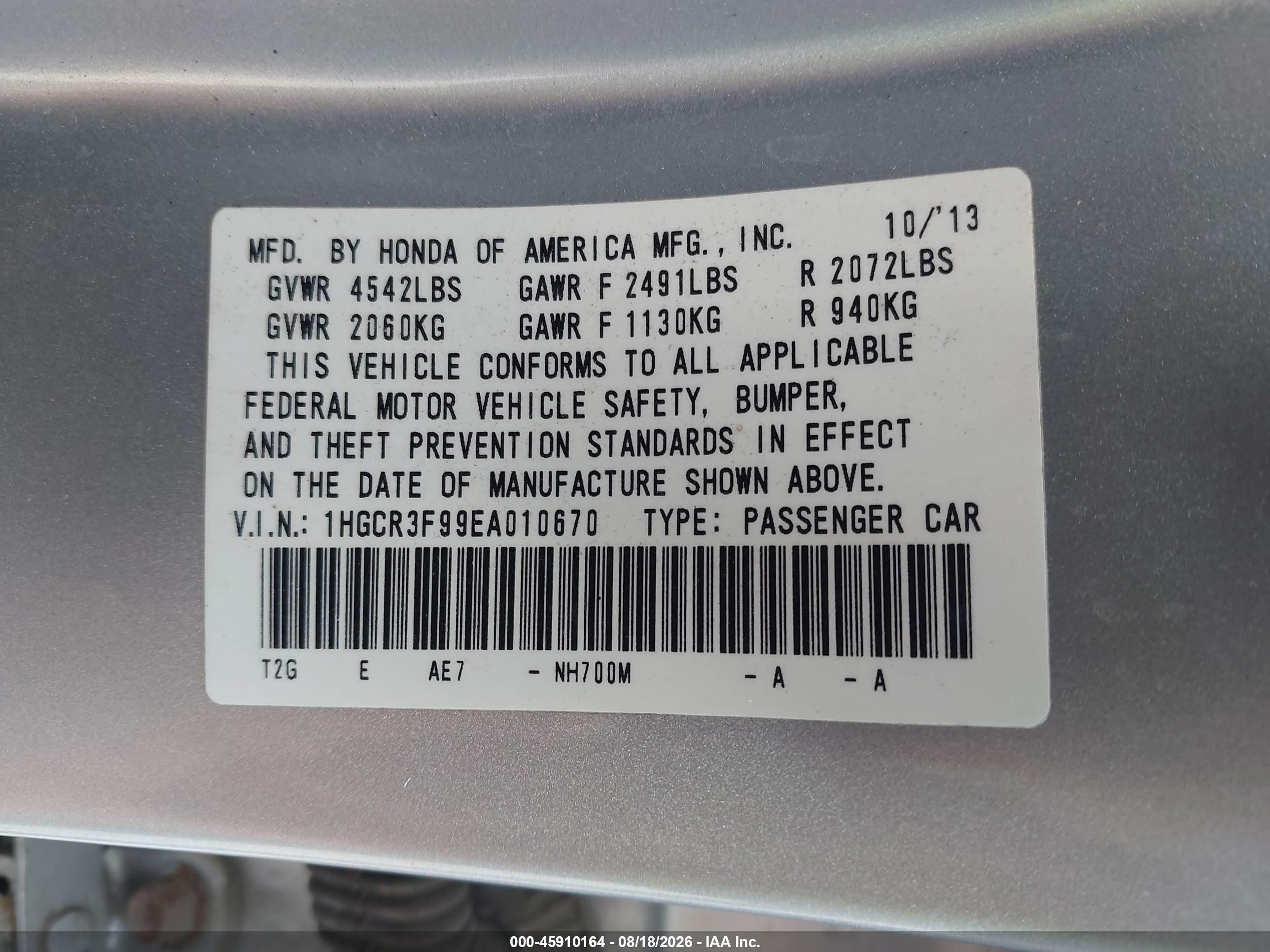 2014 Honda Accord Touring Silver vin: 1HGCR3F99EA010670