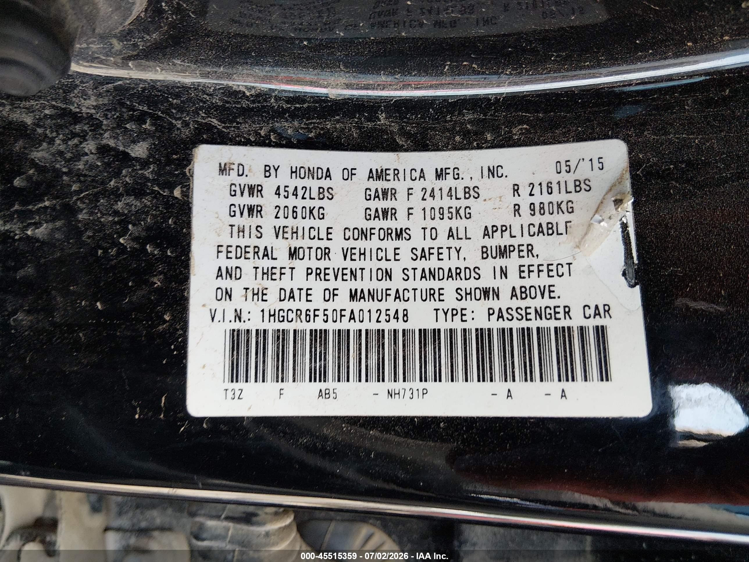 2015 Honda Accord Hybrid Ex-l Black vin: 1HGCR6F50FA012548