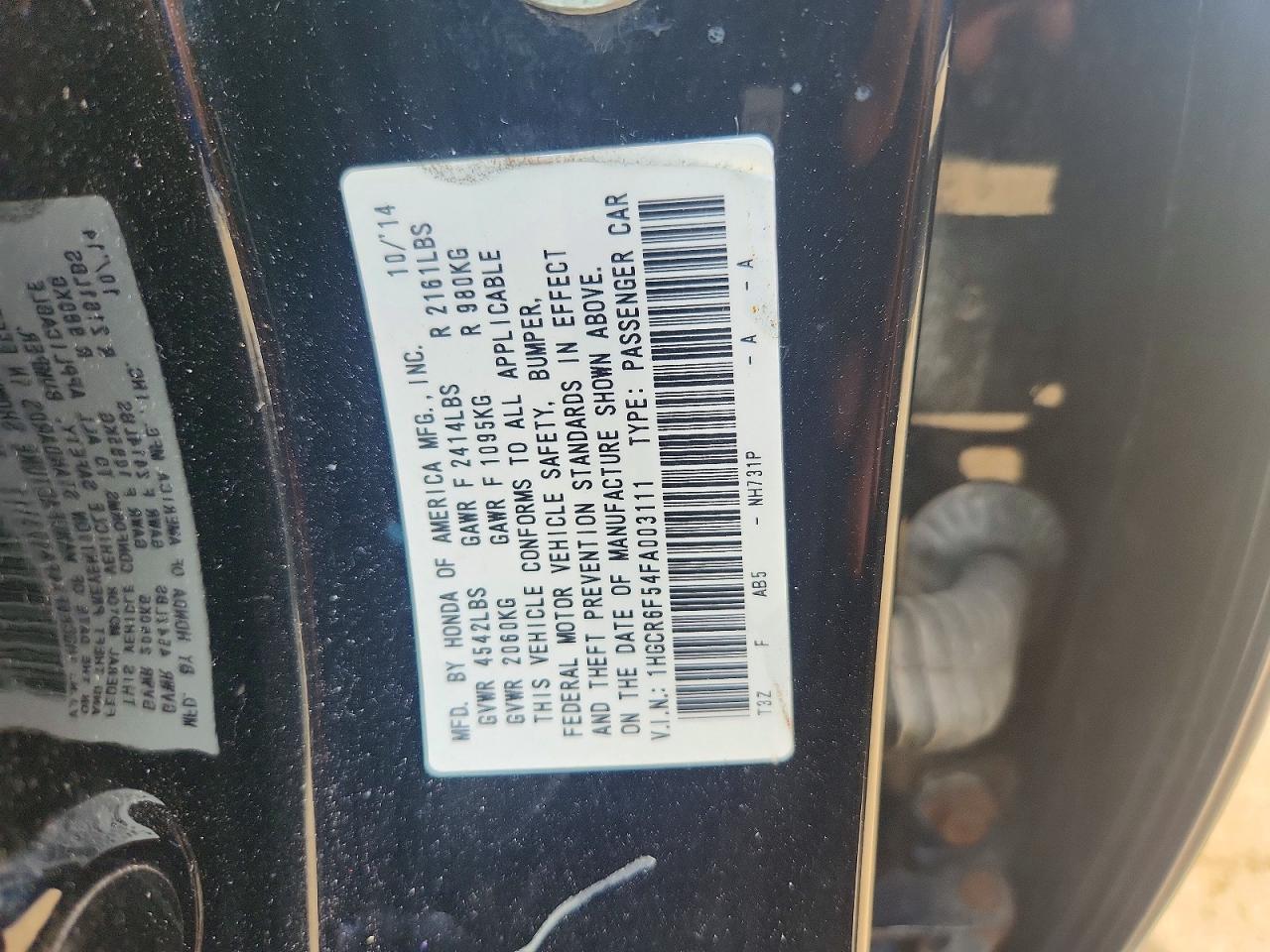 2015 Honda Accord Hybrid Exl Black vin: 1HGCR6F54FA003111