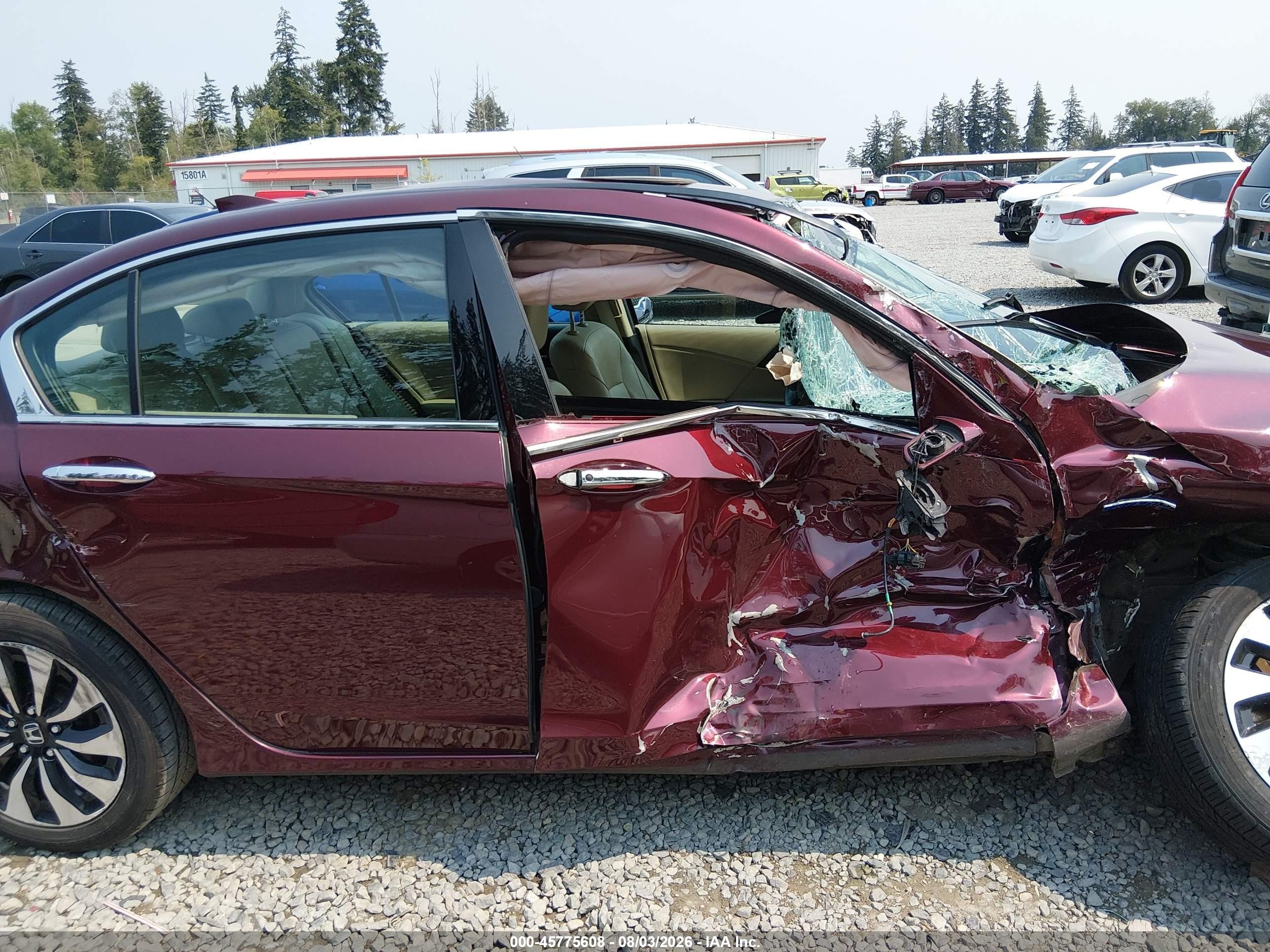 2015 Honda Accord Hybrid Ex-l Maroon vin: 1HGCR6F55FA004400