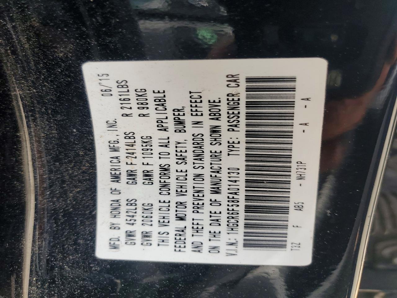 2015 Honda Accord Hybrid Exl Черный vin: 1HGCR6F58FA014130
