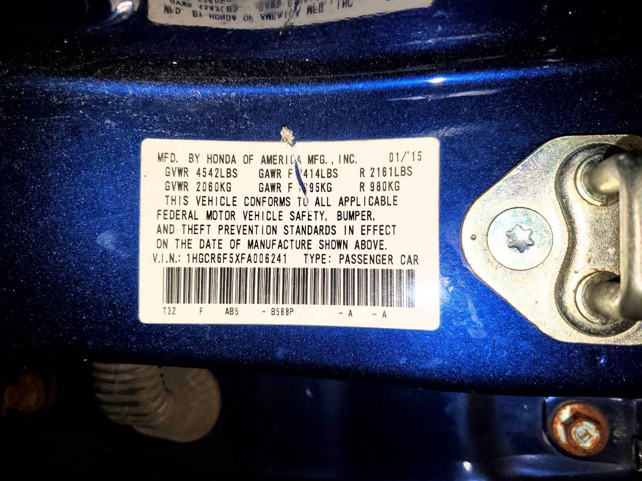 2015 Honda Accord Hybrid Exl Синий vin: 1HGCR6F5XFA006241