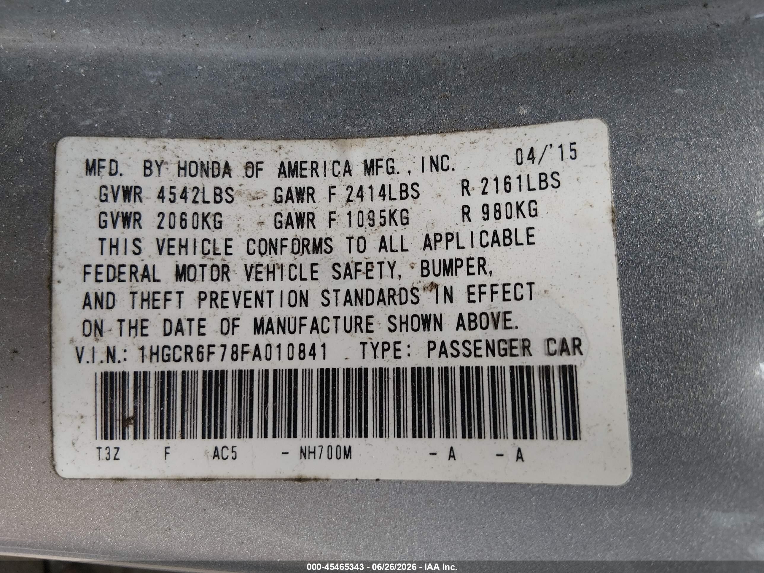 2015 Honda Accord Hybrid Touring Silver vin: 1HGCR6F78FA010841