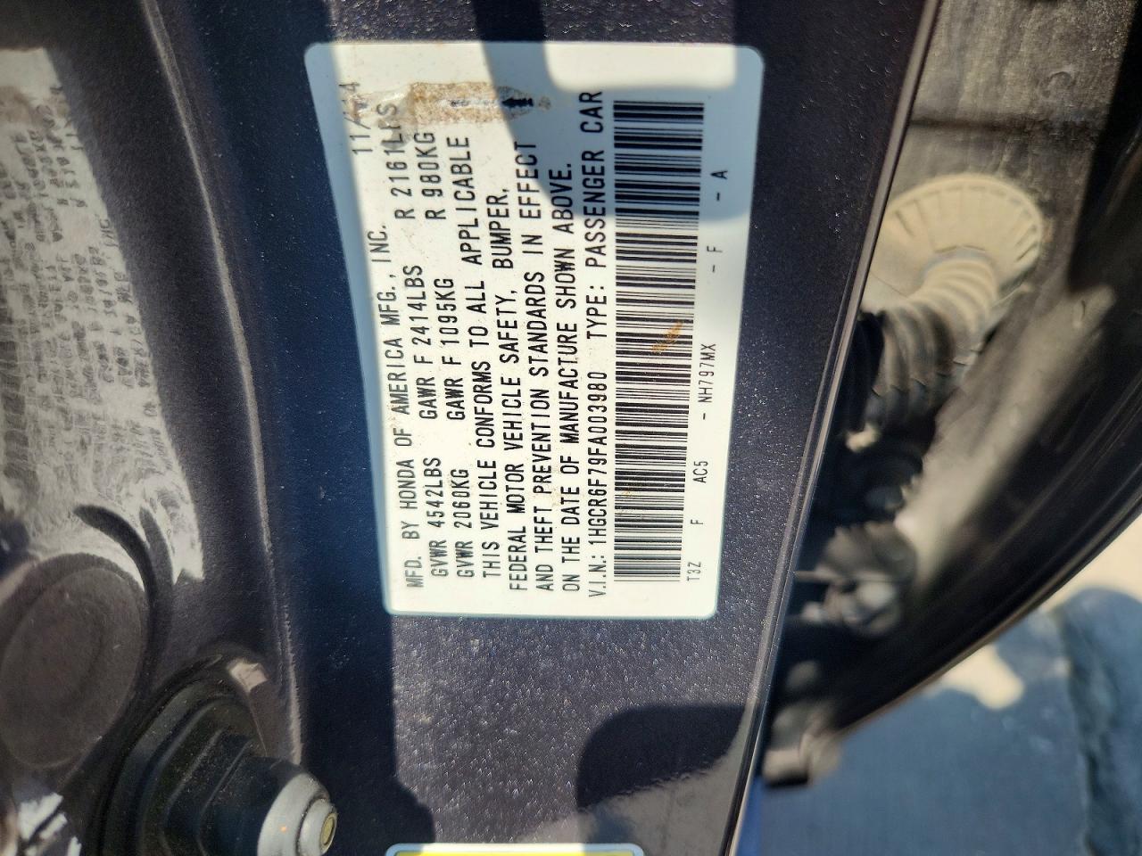 2015 Honda Accord Touring Hybrid Серый vin: 1HGCR6F79FA003980
