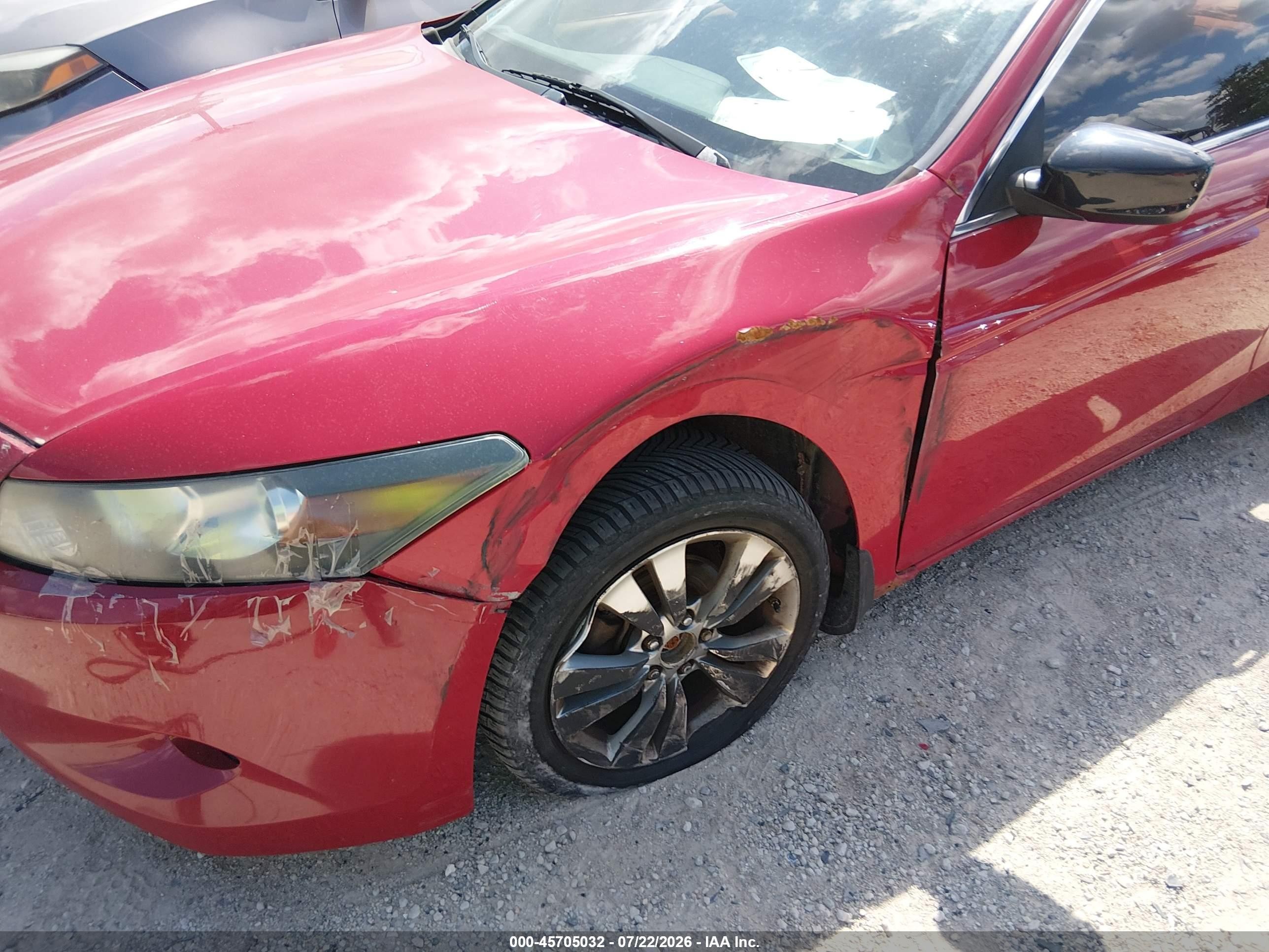 2009 Honda Accord 2.4 Lx-s Red vin: 1HGCS12379A018007