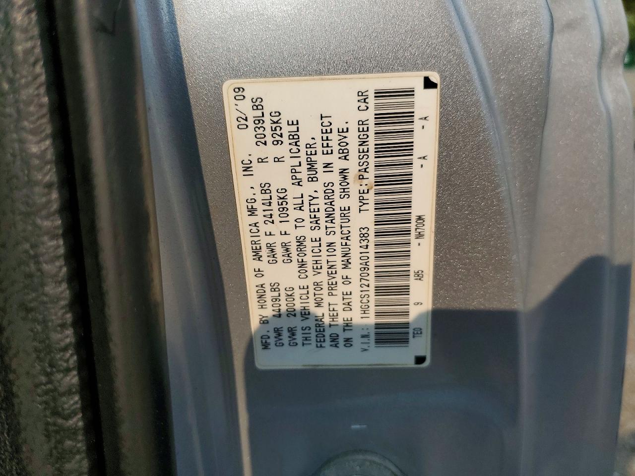 2009 Honda Accord Ex Silver vin: 1HGCS12709A014383