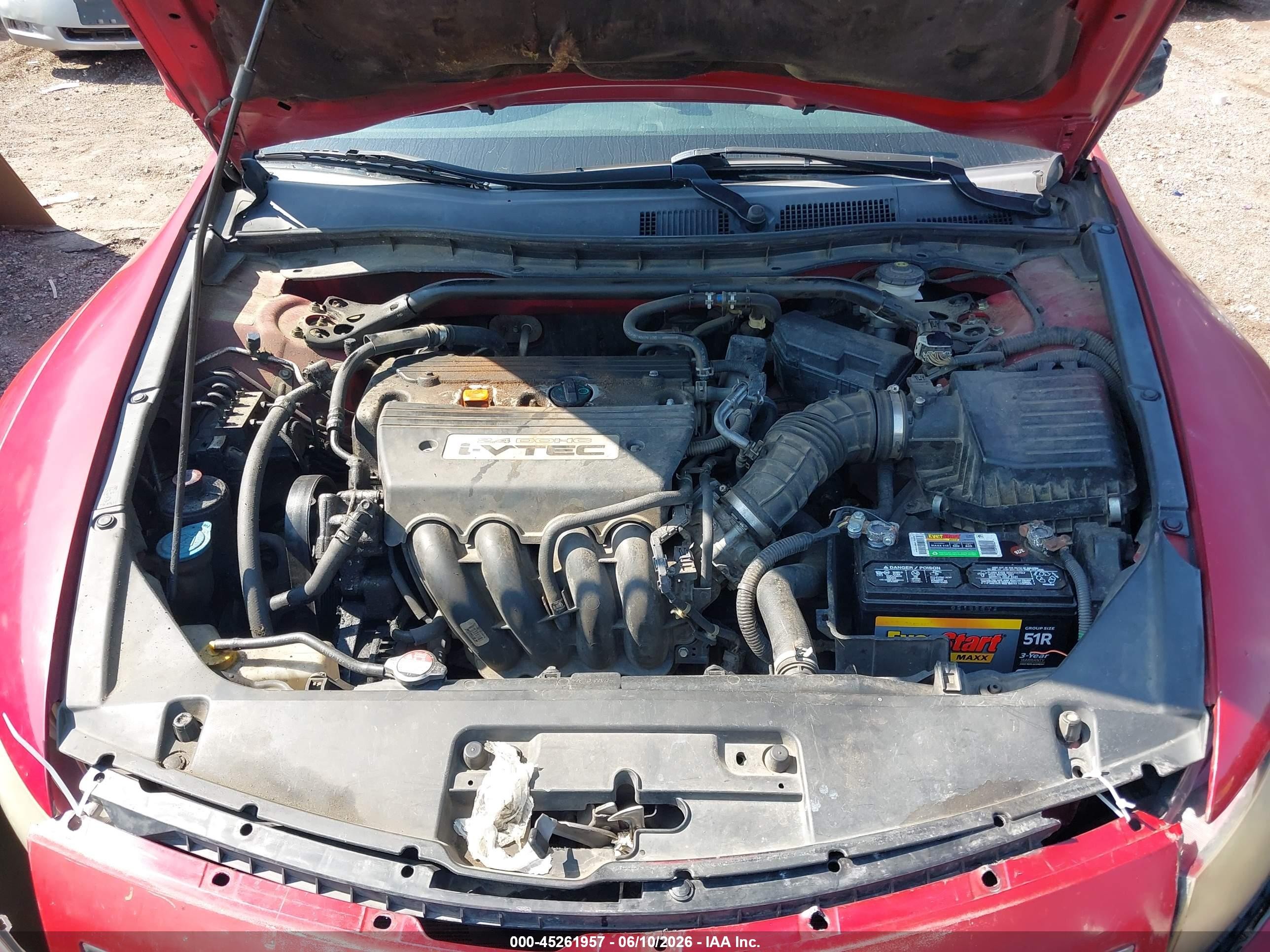 2008 Honda Accord 2.4 Ex Red vin: 1HGCS12748A009217