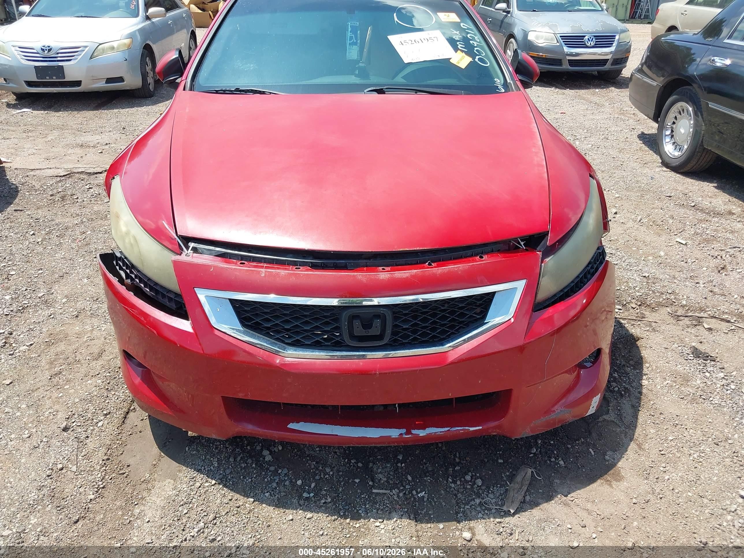 2008 Honda Accord 2.4 Ex Red vin: 1HGCS12748A009217