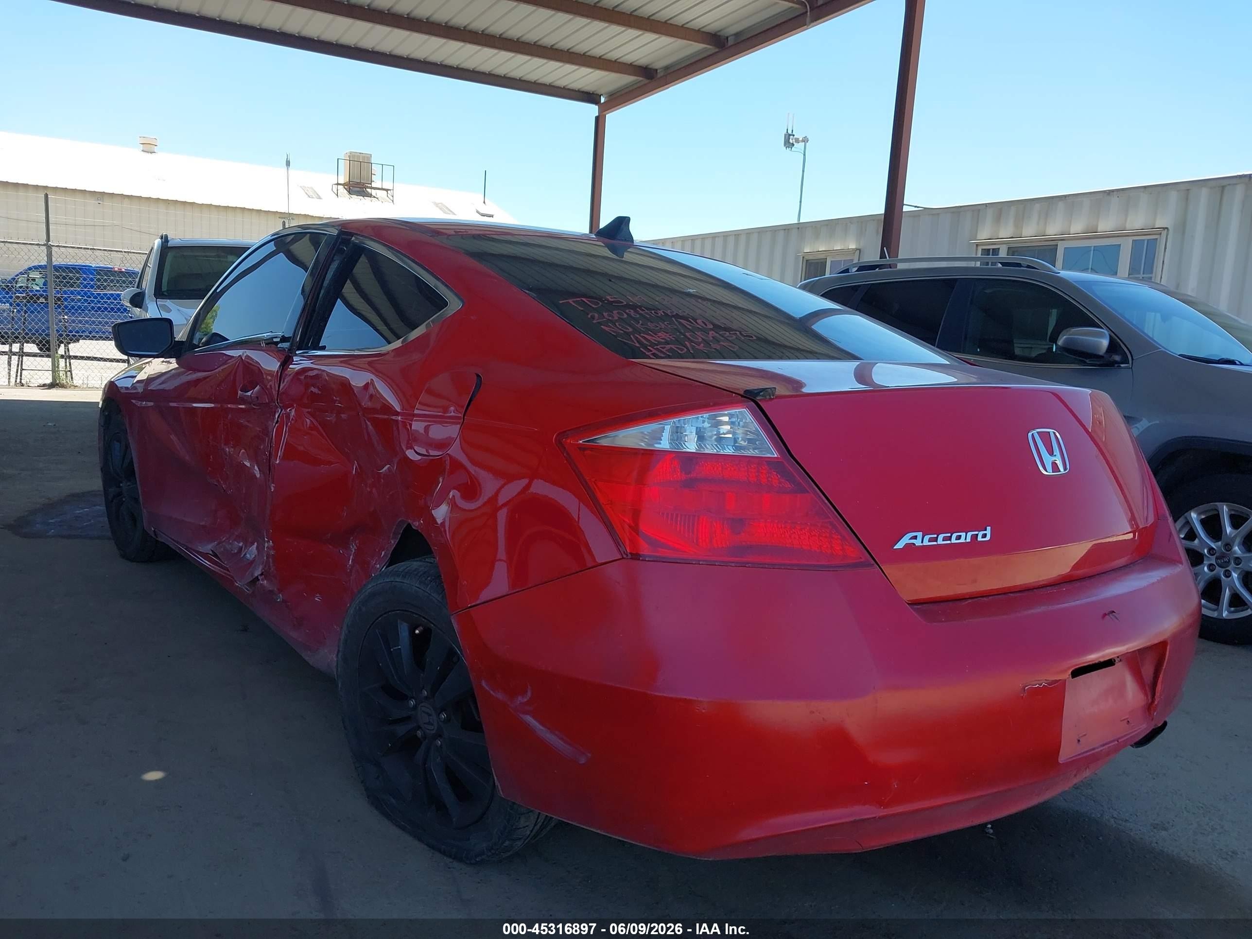 2008 Honda Accord 2.4 Ex Red vin: 1HGCS12788A004375
