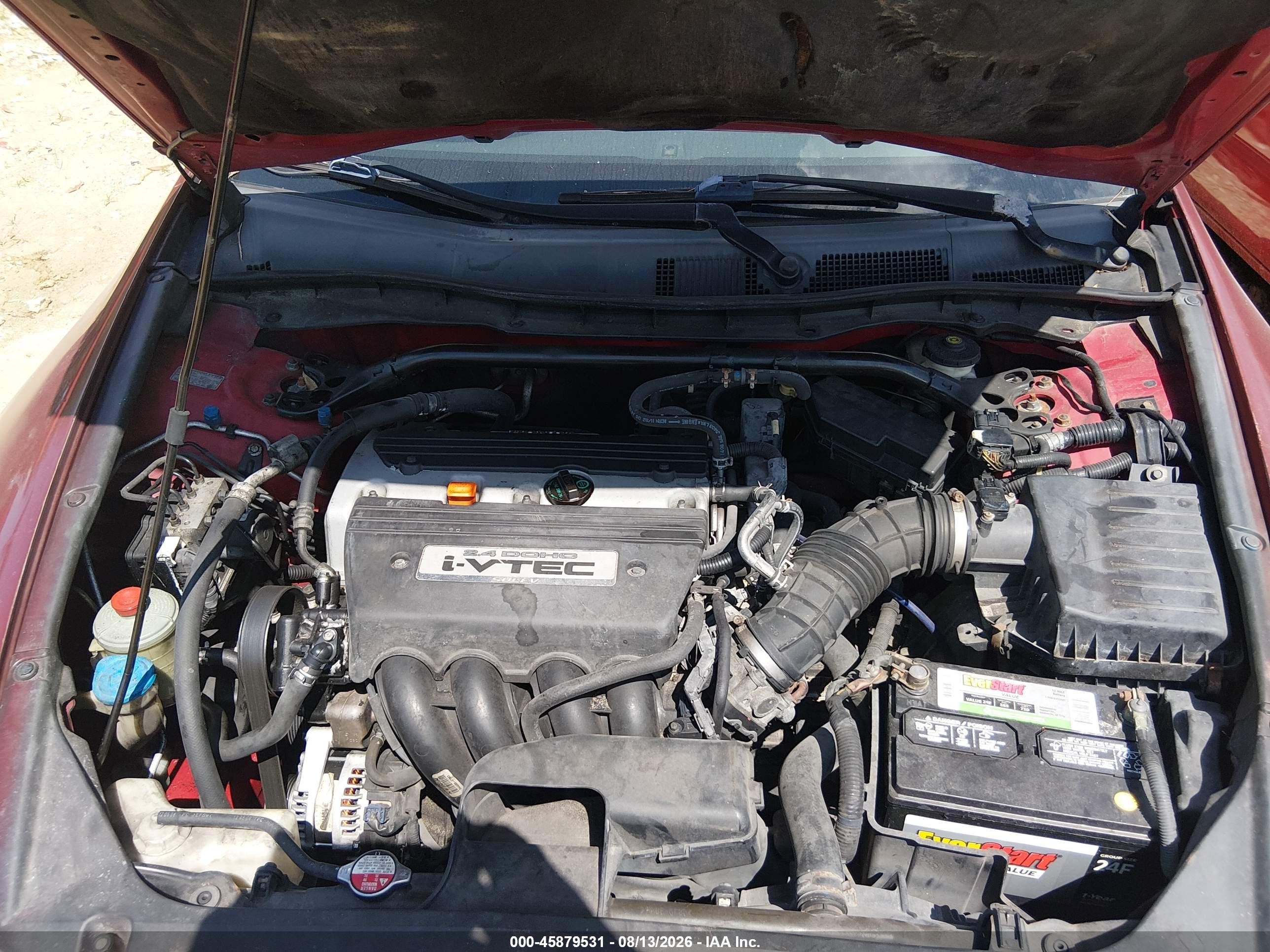 2009 Honda Accord 2.4 Ex-l Red vin: 1HGCS12809A003036