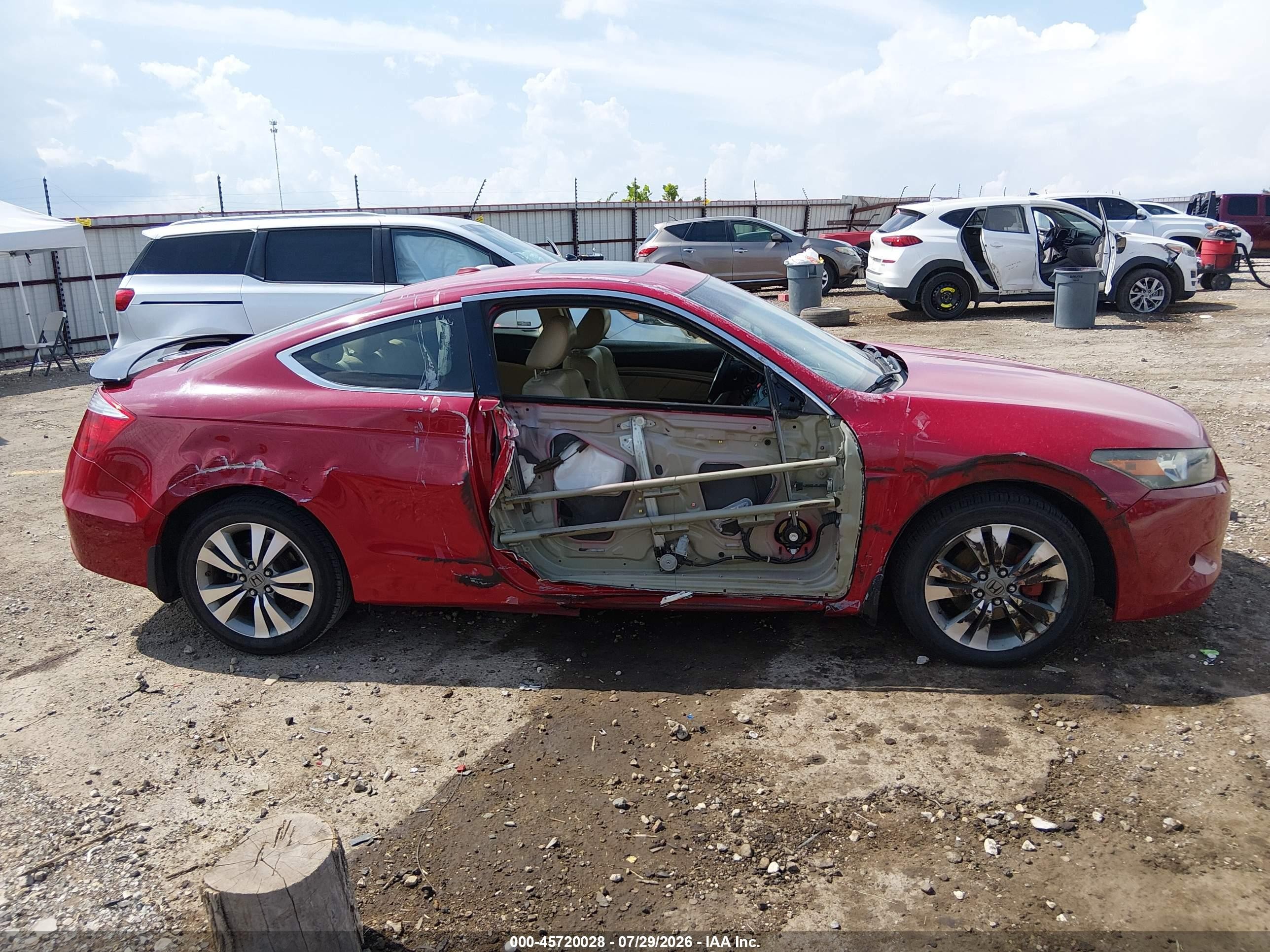 2009 Honda Accord 2.4 Ex-l Red vin: 1HGCS12809A005482