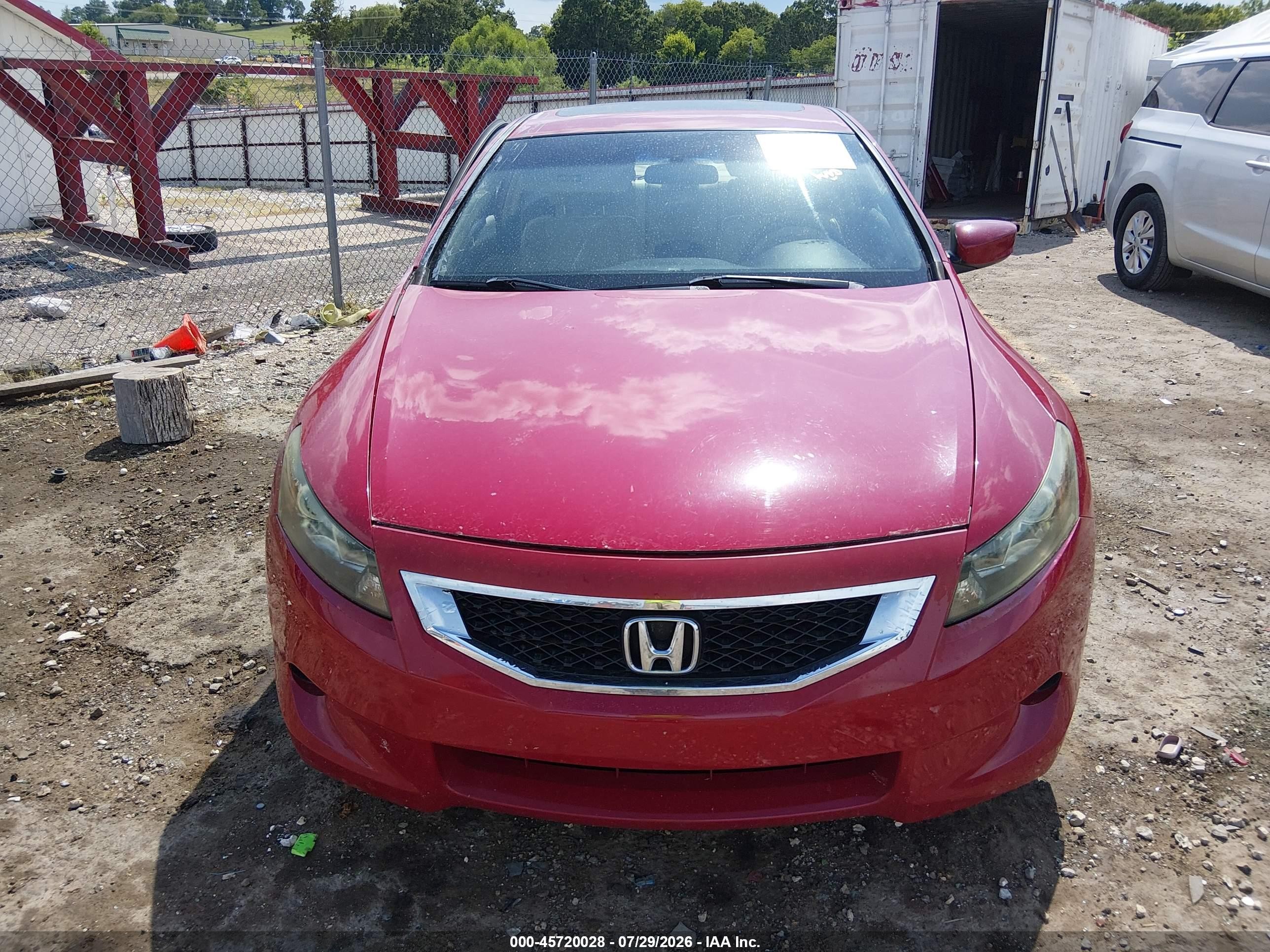 2009 Honda Accord 2.4 Ex-l Red vin: 1HGCS12809A005482
