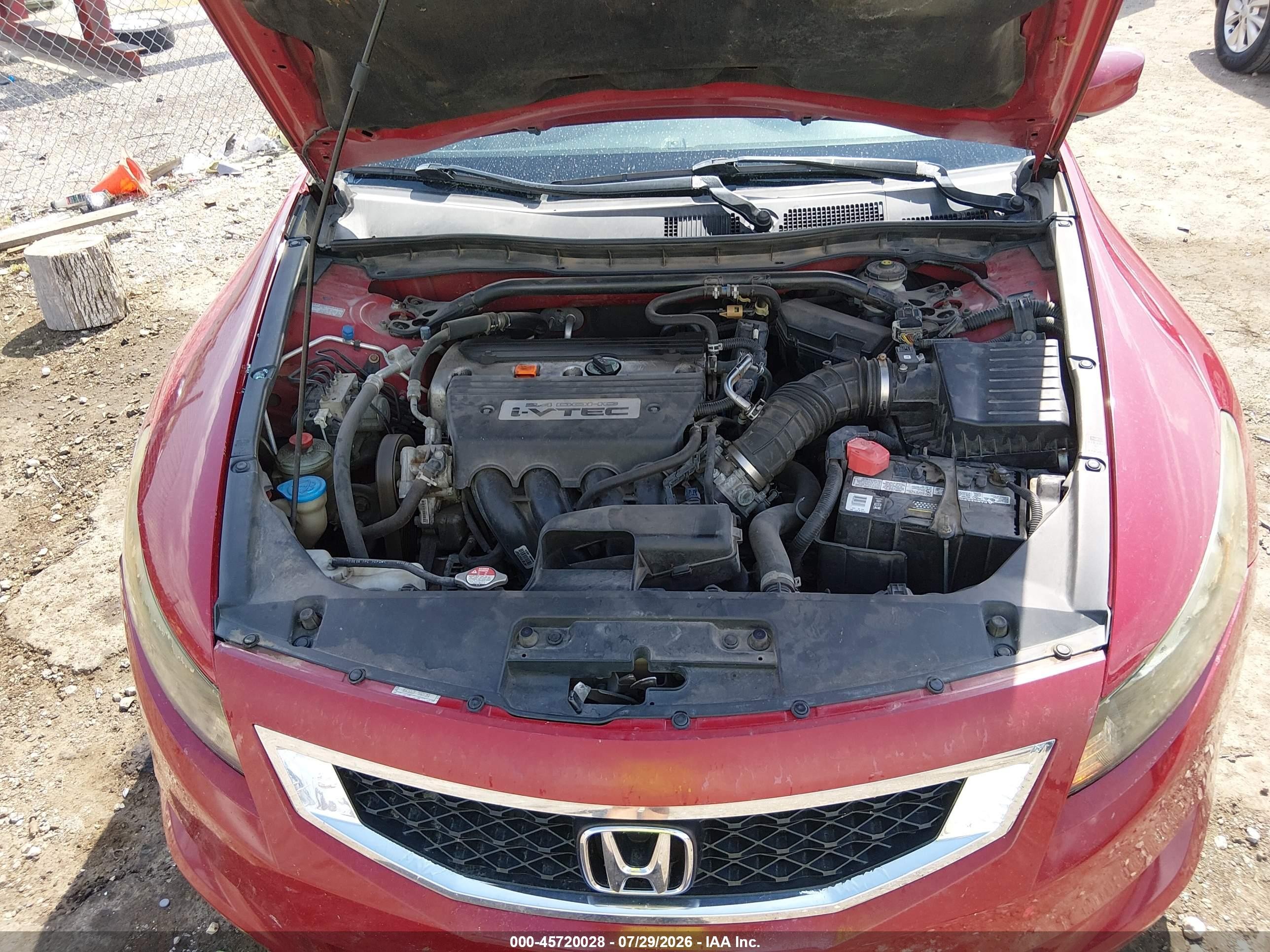 2009 Honda Accord 2.4 Ex-l Red vin: 1HGCS12809A005482